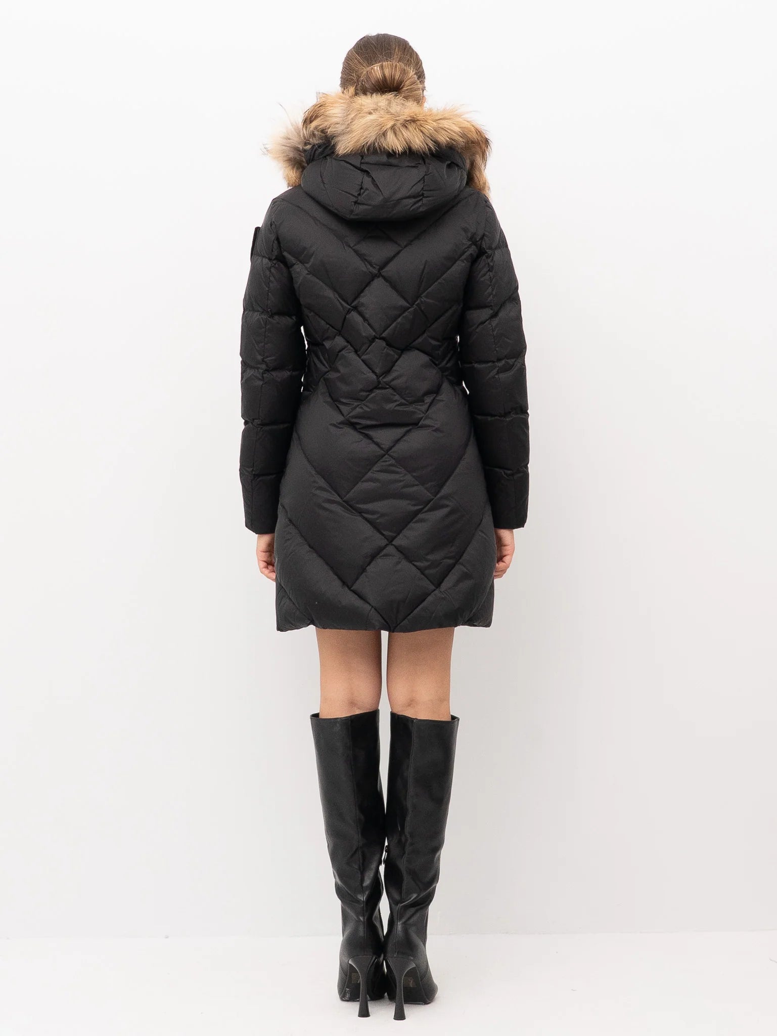 PIUMINO LUNGO BLAUER ALTHEA IMB. PIUMA CON PELO TRAMA SLIM