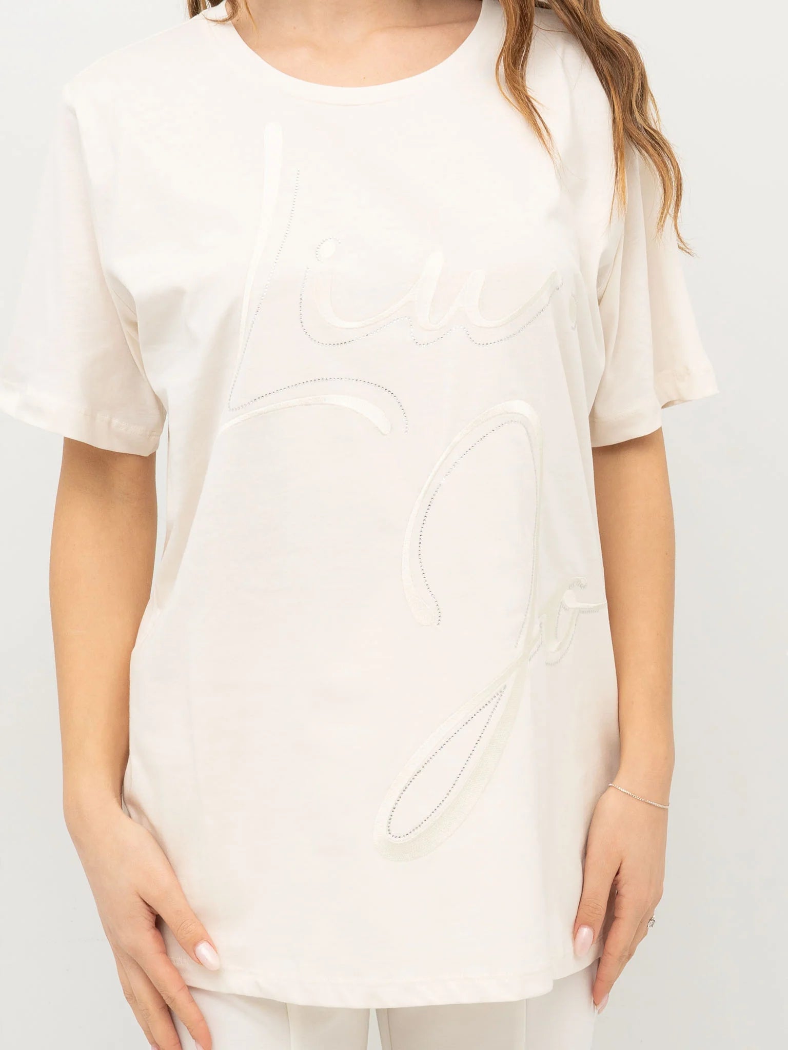 MAXI TSHIRT LIUJO MC STAMPA STRASS