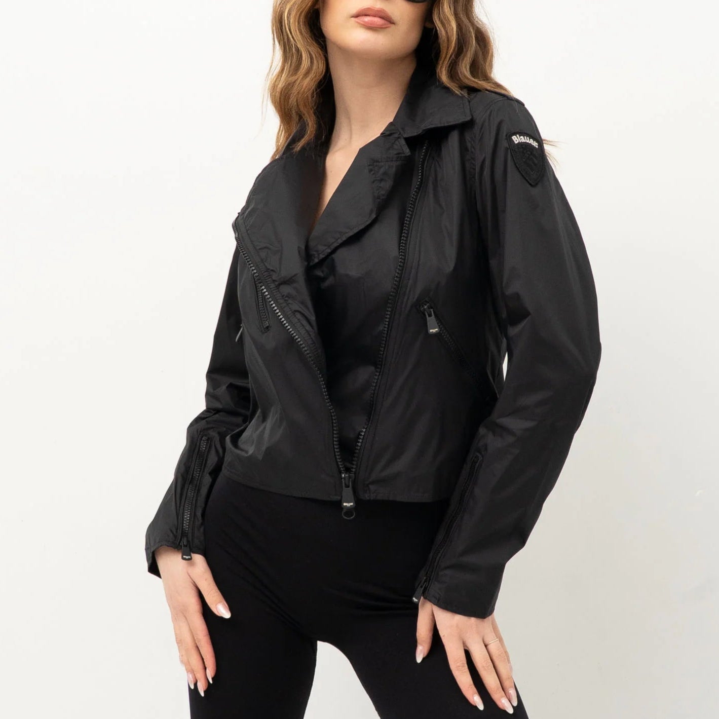 GIUBBINO BLAUER ZAMORA CHIODO CROP NYLON