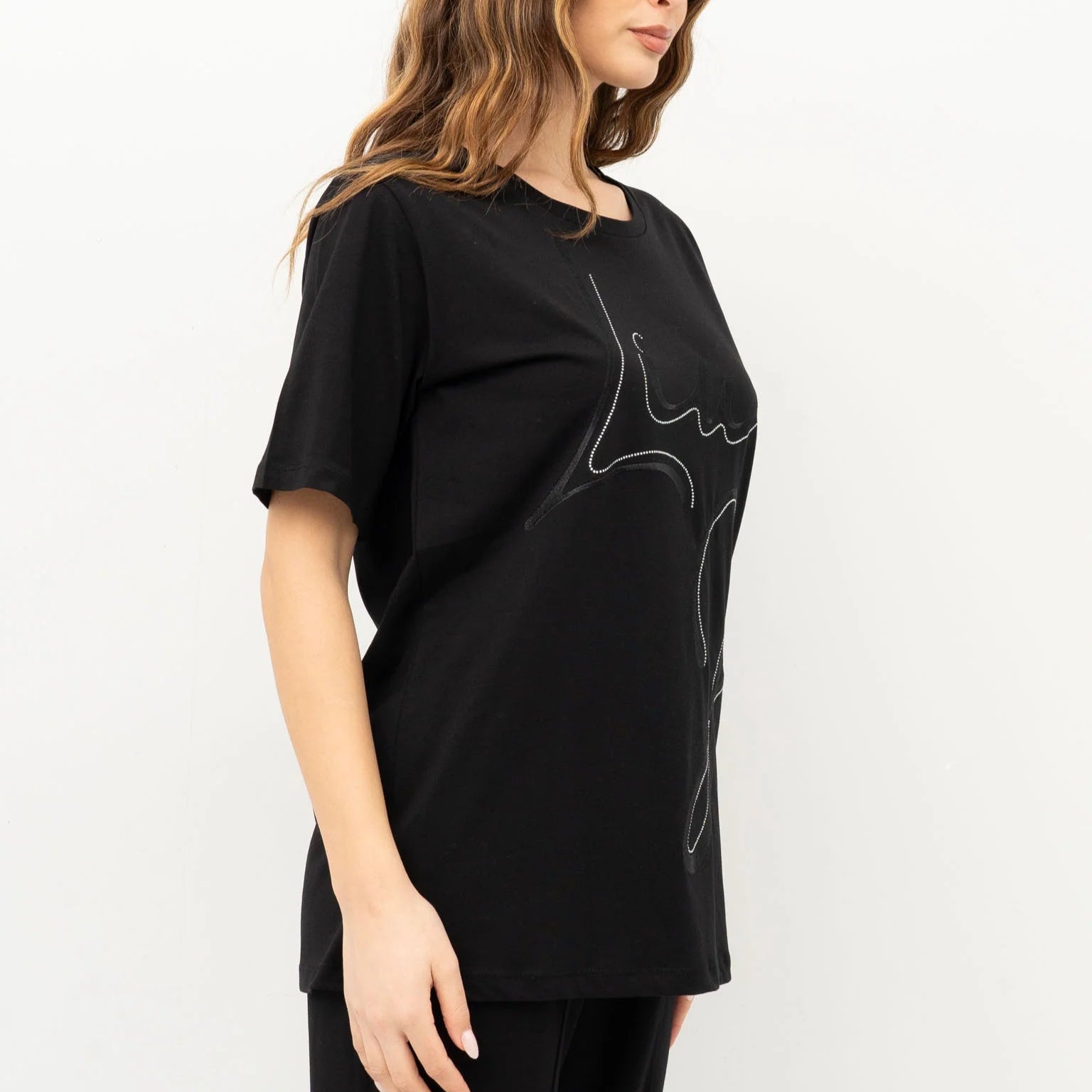 MAXI TSHIRT LIUJO MC STAMPA STRASS