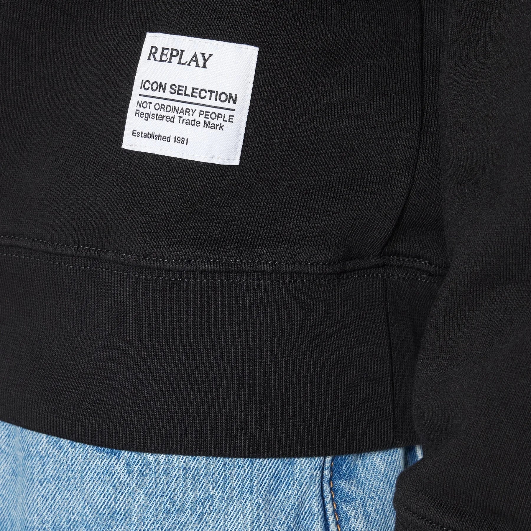 FELPA REPLAY GIROCOLLO INT. GARZATO MINILOGO N.O.P.