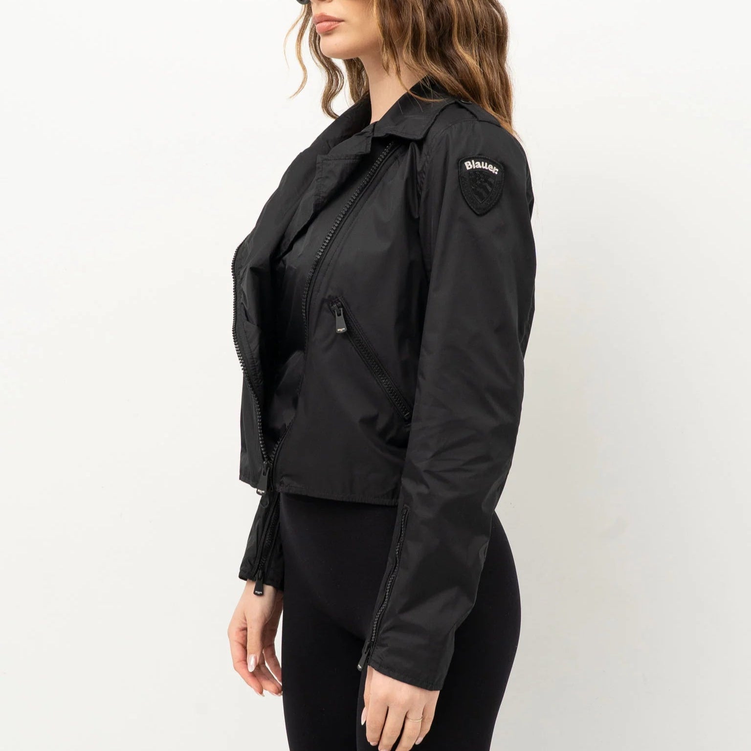 GIUBBINO BLAUER ZAMORA CHIODO CROP NYLON