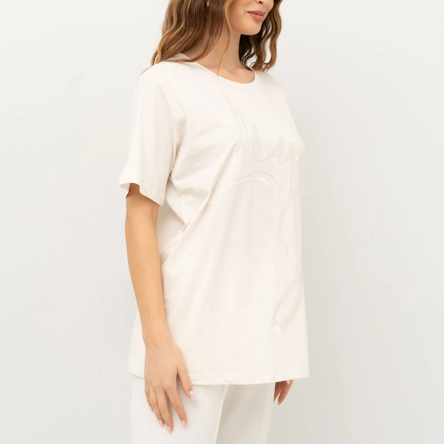 MAXI TSHIRT LIUJO MC STAMPA STRASS