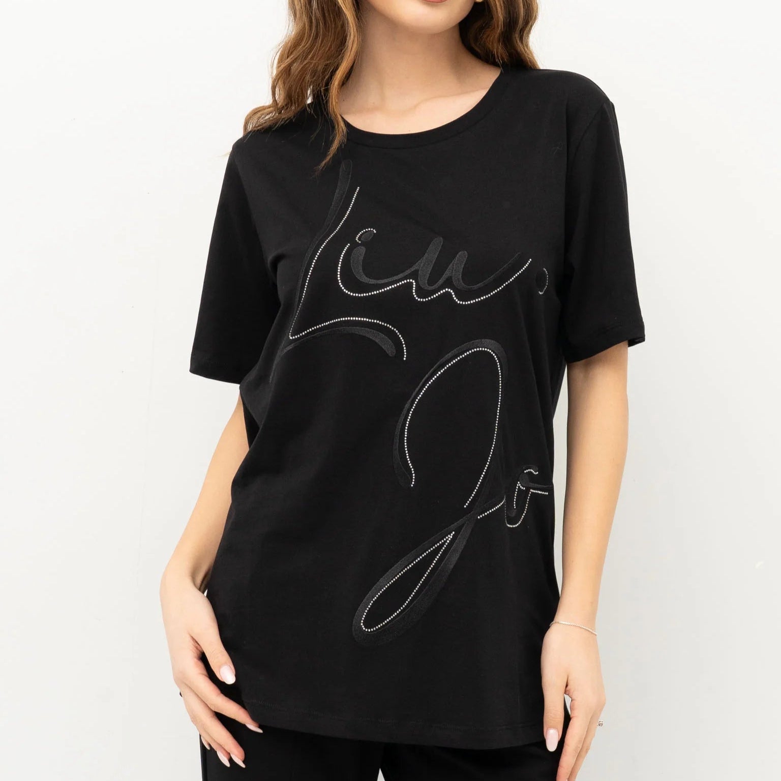 MAXI TSHIRT LIUJO MC STAMPA STRASS