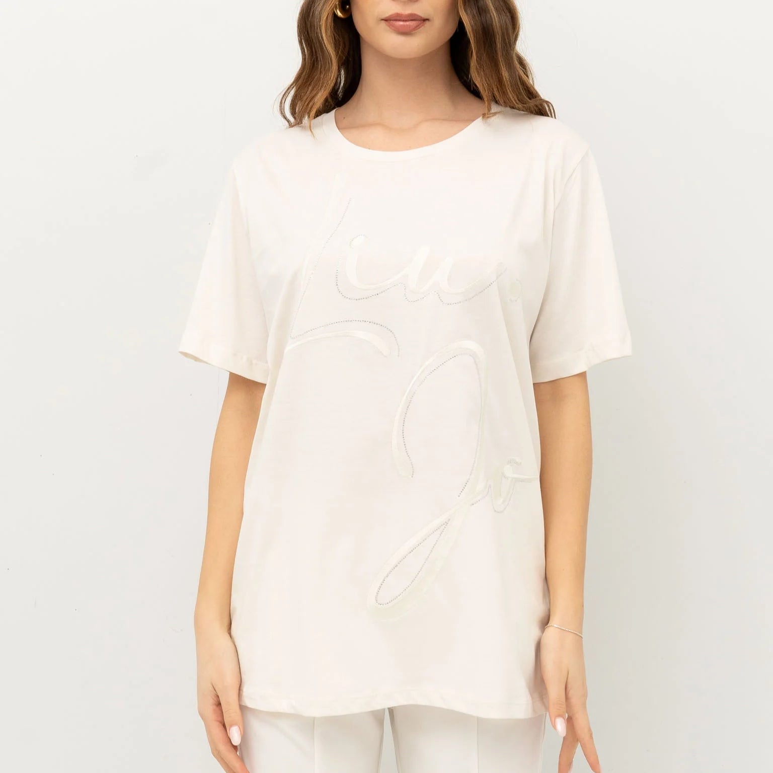 MAXI TSHIRT LIUJO MC STAMPA STRASS