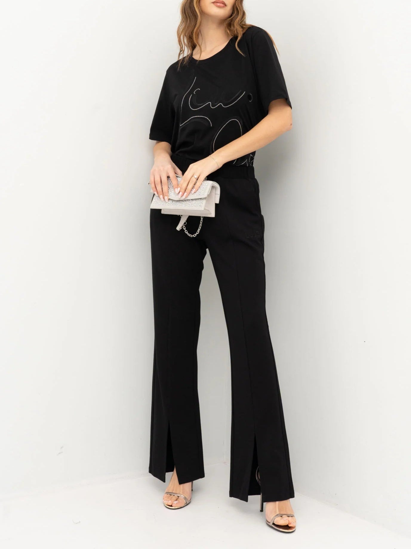 MAXI TSHIRT LIUJO MC STAMPA STRASS