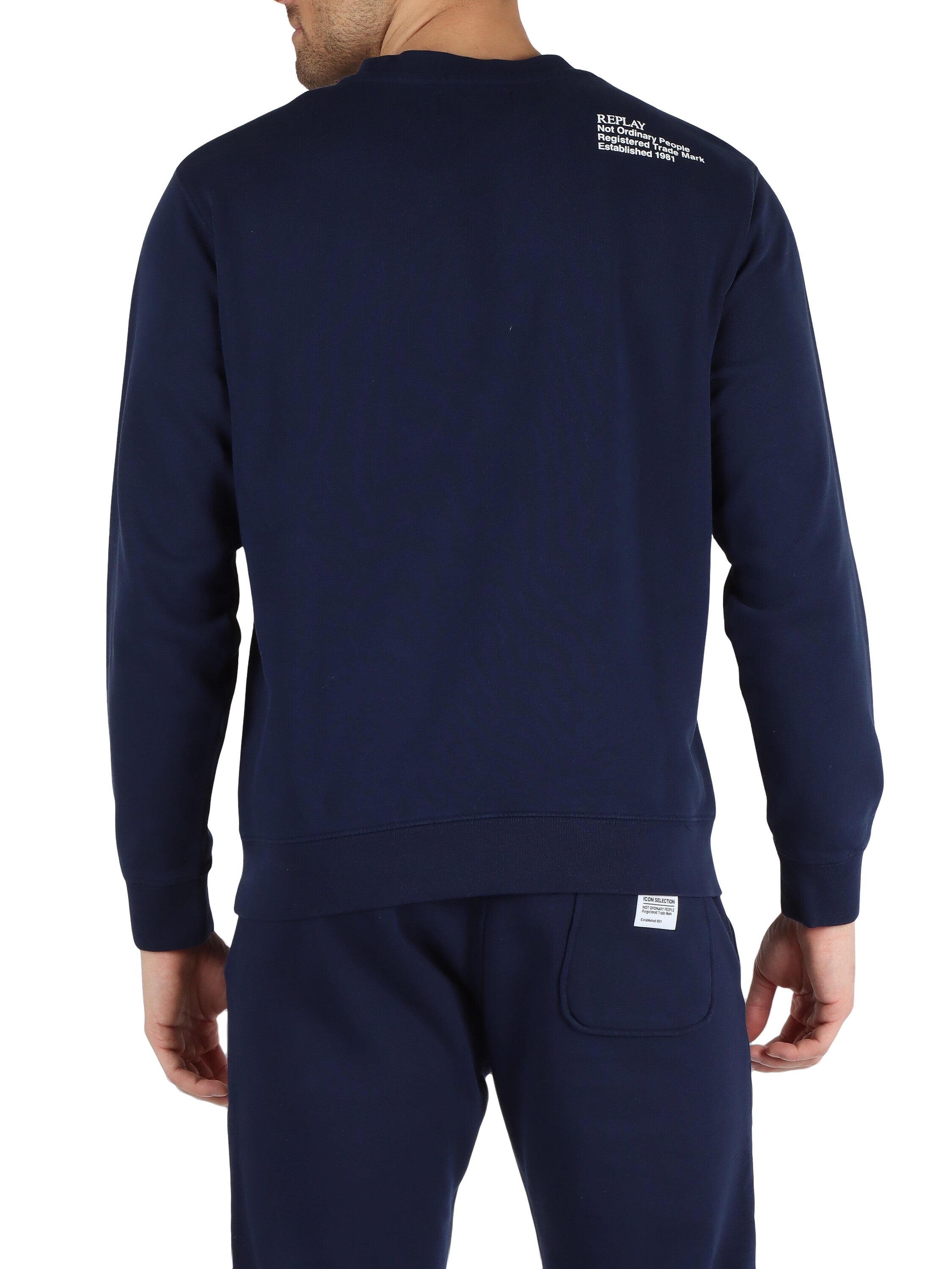 FELPA REPLAY GIROCOLLO INT. GARZATO MINILOGO N.O.P.