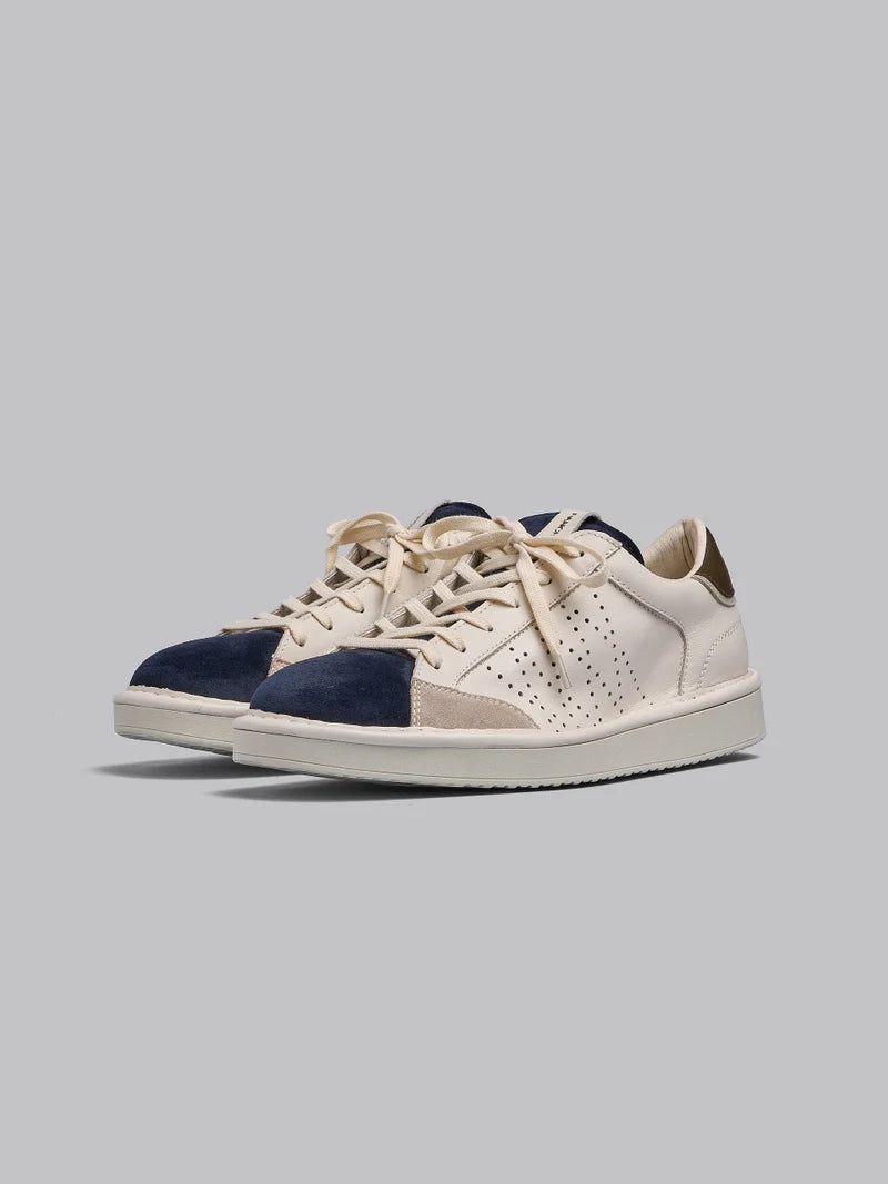 SCARPE PANCHIC P01 LACE-UP LEATHER SUEDE BIANCO BLU FOG