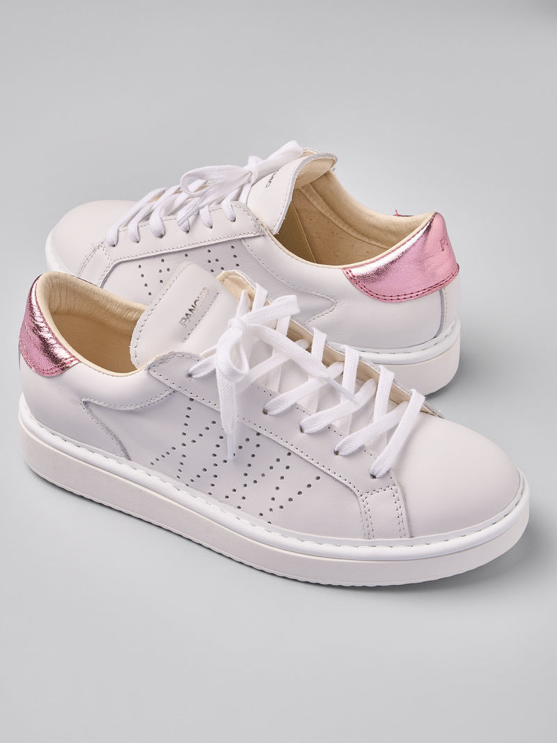SCARPE PANCHIC P01 LACE-UP LEATHER MIRRORED WHITE ROSE