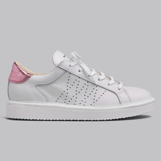 SCARPE PANCHIC P01 LACE-UP LEATHER MIRRORED WHITE ROSE