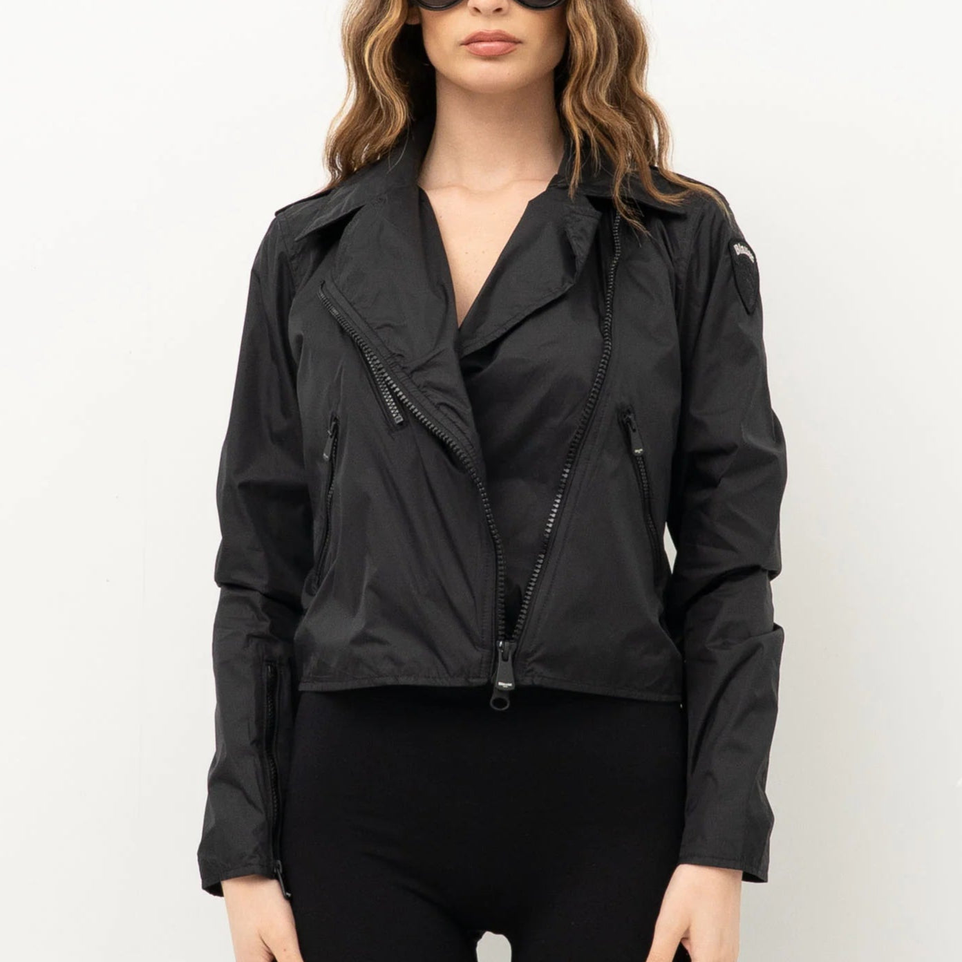 GIUBBINO BLAUER ZAMORA CHIODO CROP NYLON