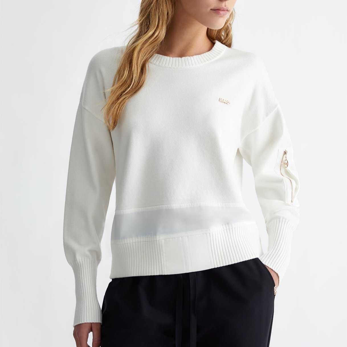 MAGLIA LIUJO GIROCOLLO INSERTI RASO FIT BOMBER