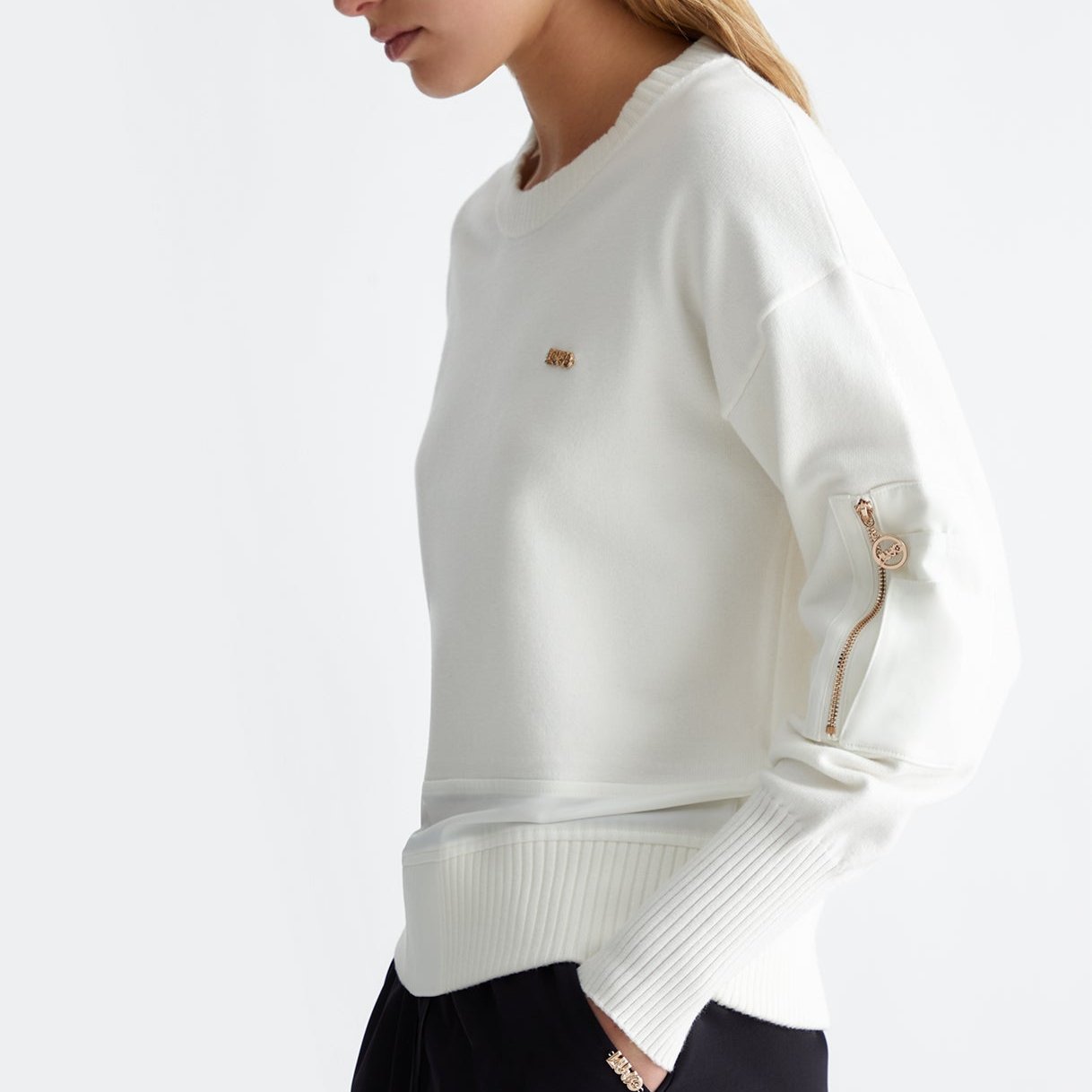 MAGLIA LIUJO GIROCOLLO INSERTI RASO FIT BOMBER