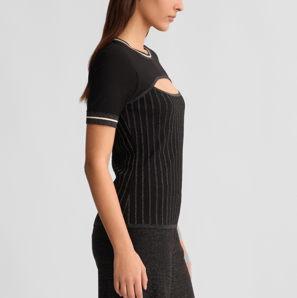 MAGLIA LIUJO SCOLLO FORATO MC LUREX