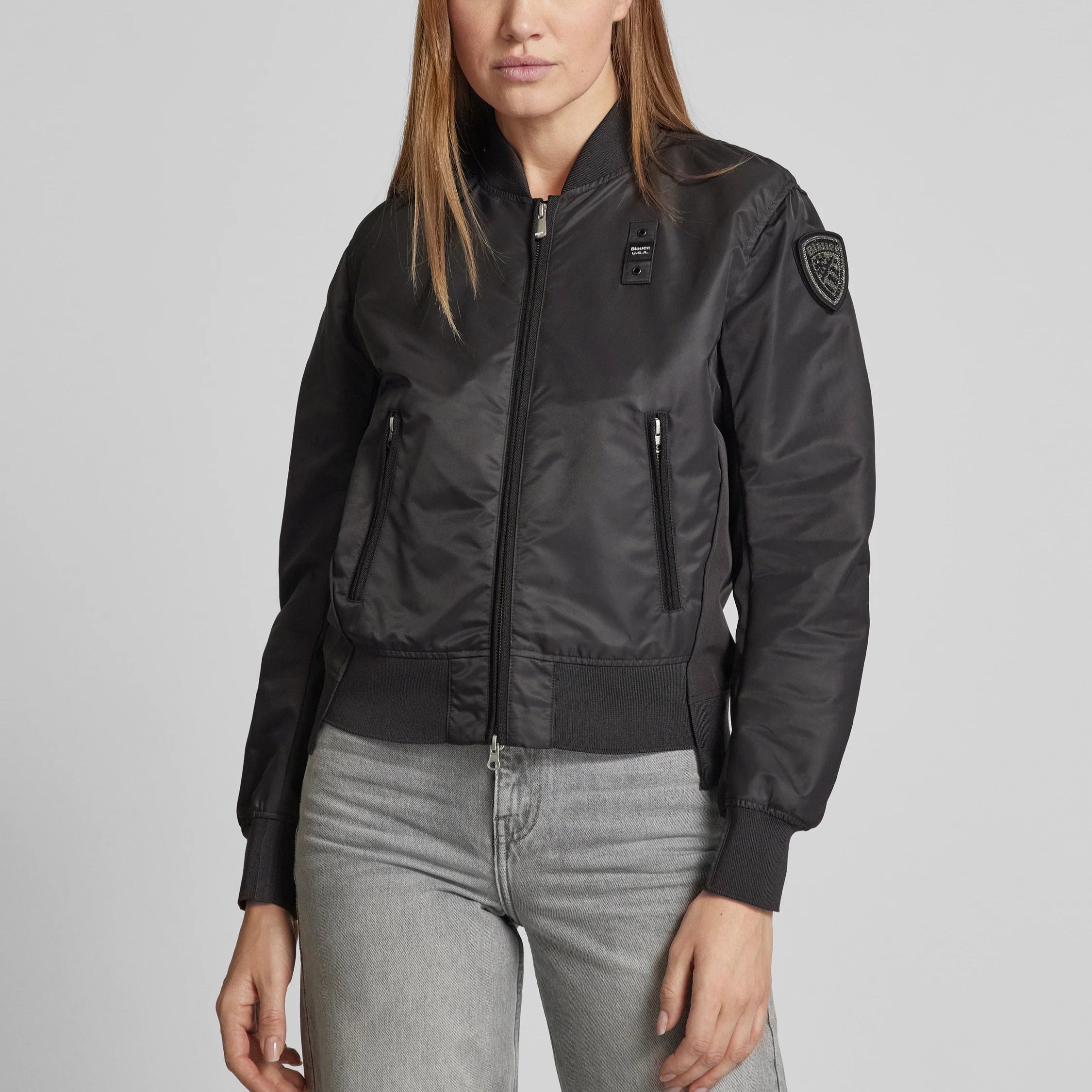 GIUBBINO BLAUER LAURIE BOMBER CROP OVER SFODERATO