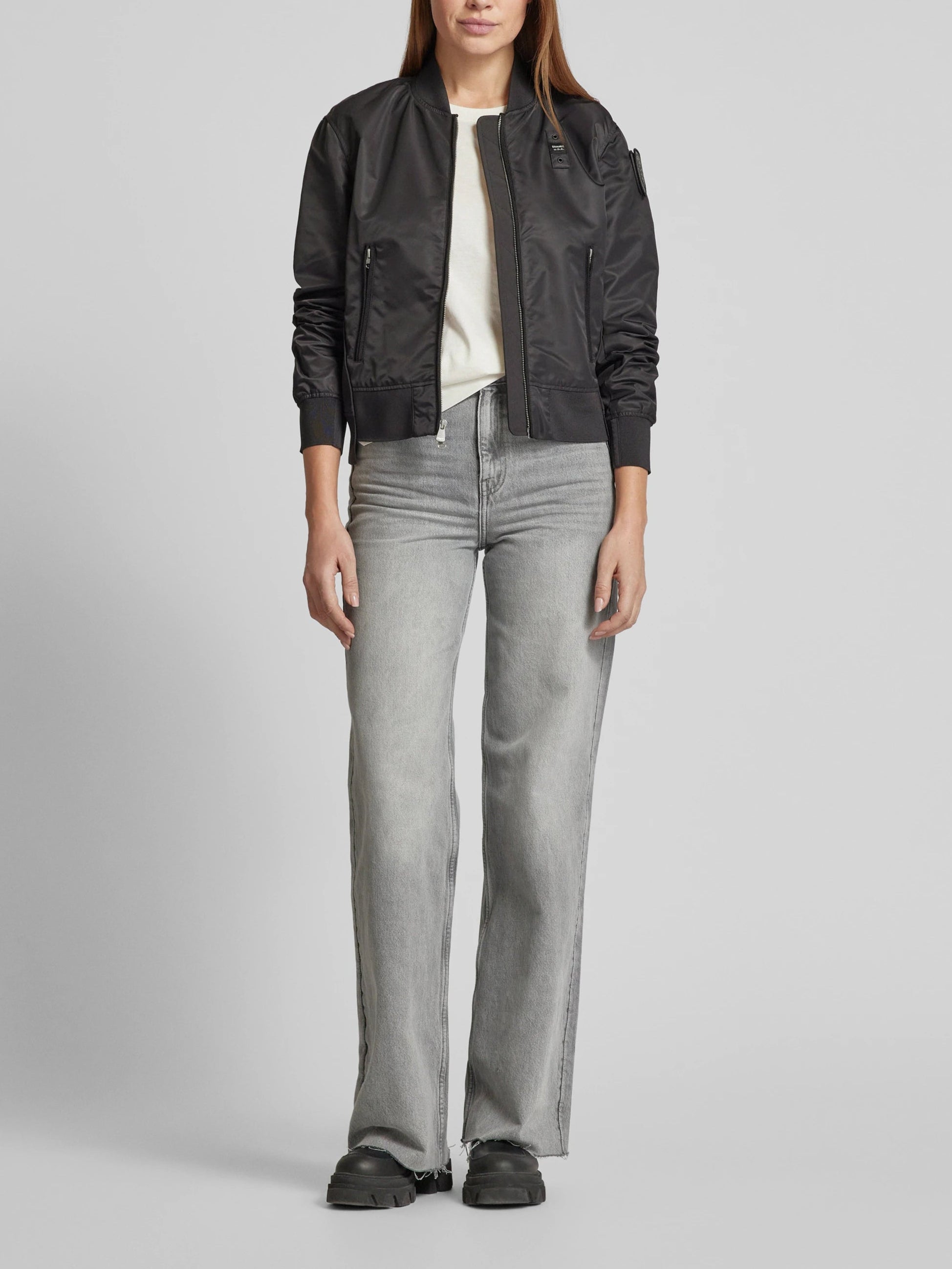 GIUBBINO BLAUER LAURIE BOMBER CROP OVER SFODERATO