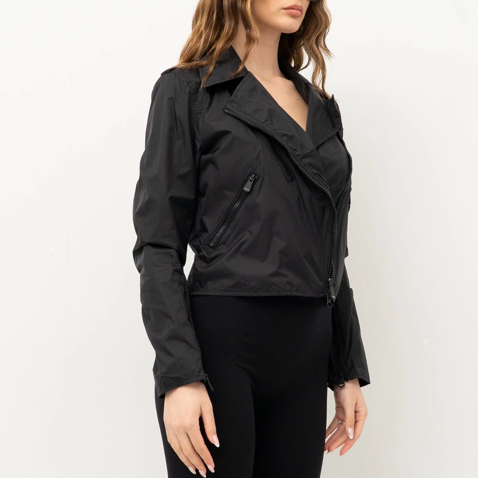 GIUBBINO BLAUER ZAMORA CHIODO CROP NYLON