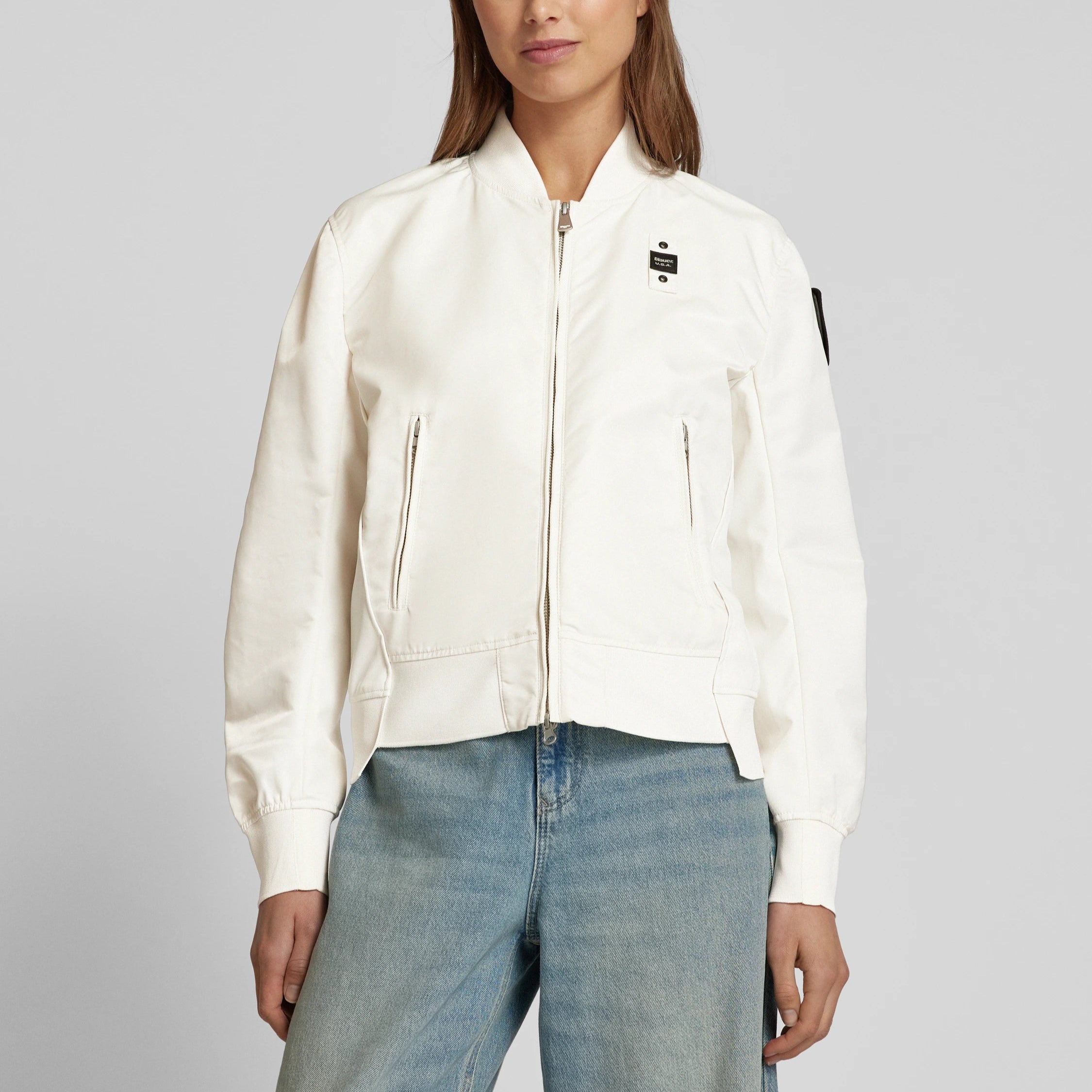 GIUBBINO BLAUER LAURIE BOMBER CROP OVER SFODERATO