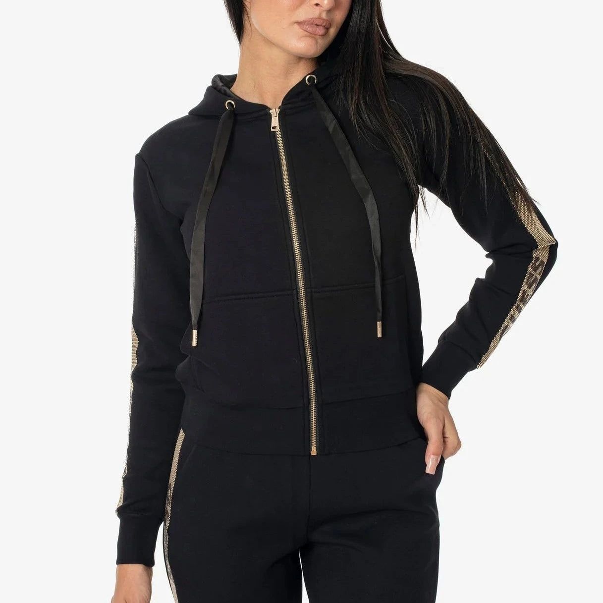 FELPA GUESS LOGO STUDS FULL ZIP