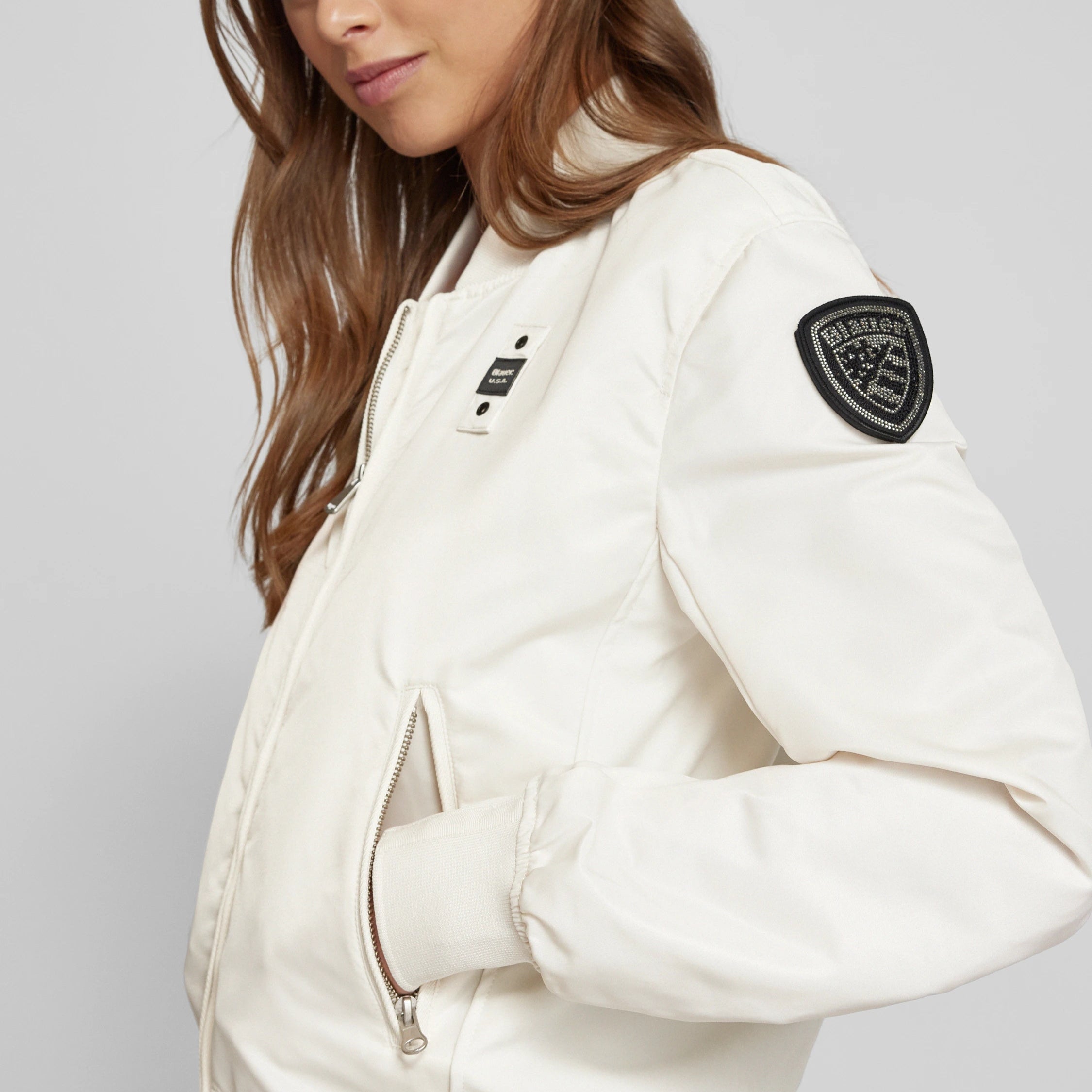 GIUBBINO BLAUER LAURIE BOMBER CROP OVER SFODERATO