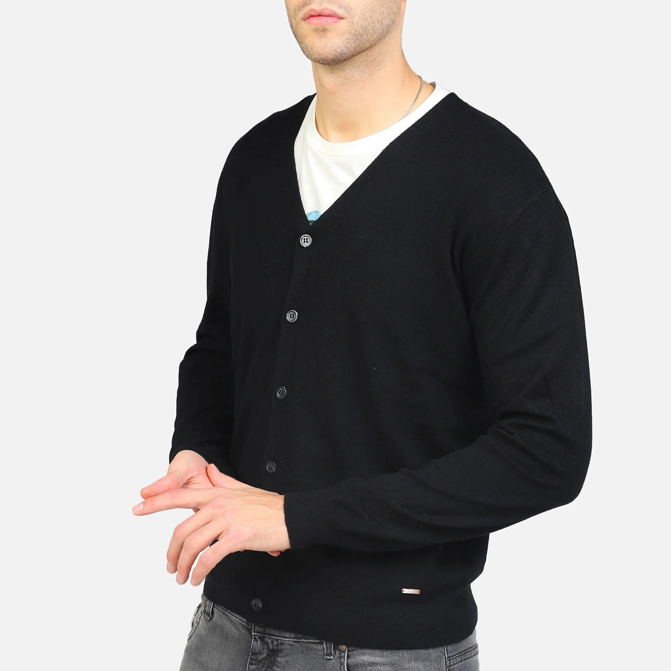 CARDIGAN GIANNI LUPO CHIUSURA BOTTONI SCOLLO V RASATO