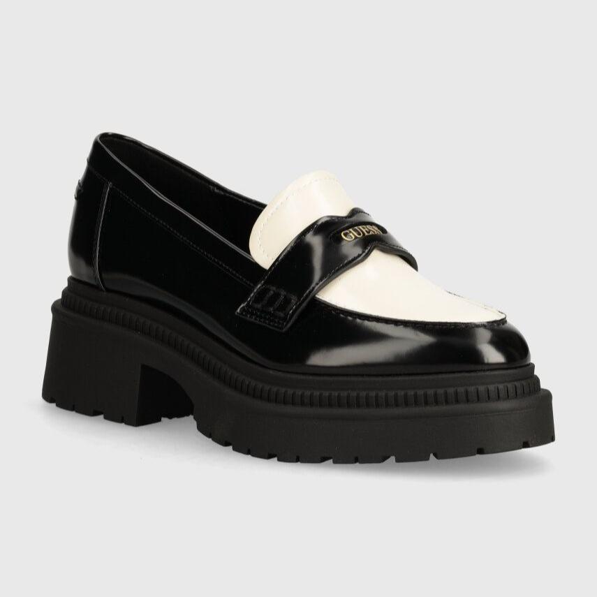 MOCASSINO GUESS FINDA 2 PELLE NERO BIANCO