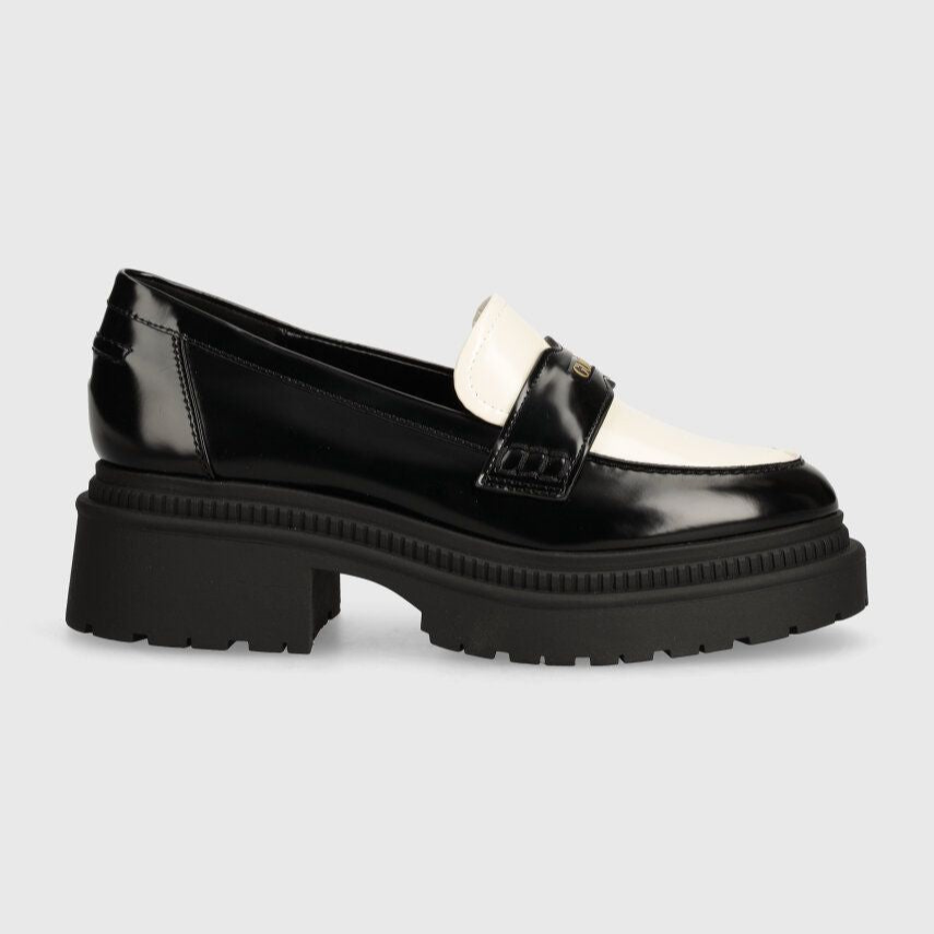 MOCASSINO GUESS FINDA 2 PELLE NERO BIANCO