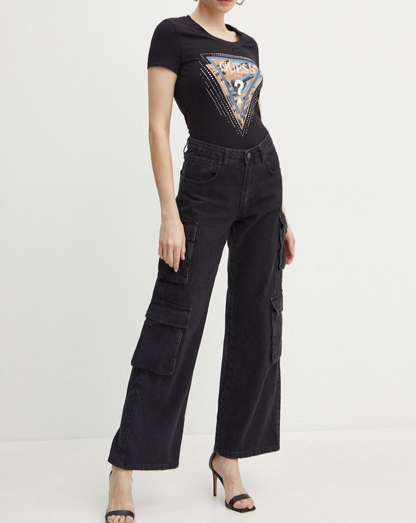 TSHIRT GUESS SLIM MC LEO TRIANGLE LOGO