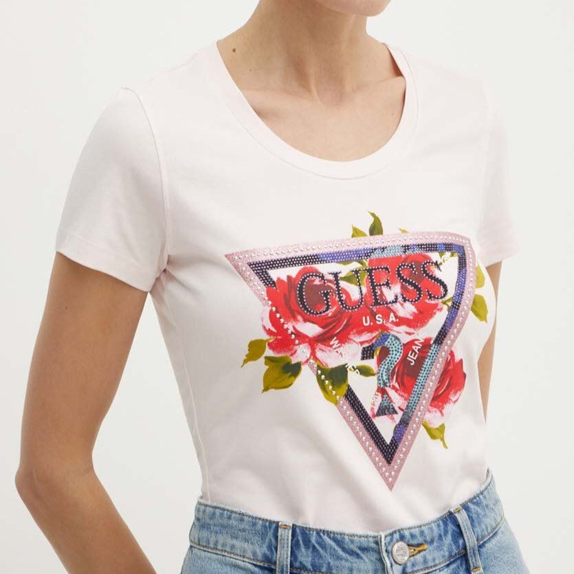 TSHIRT GUESS ROSES TRIANGLE