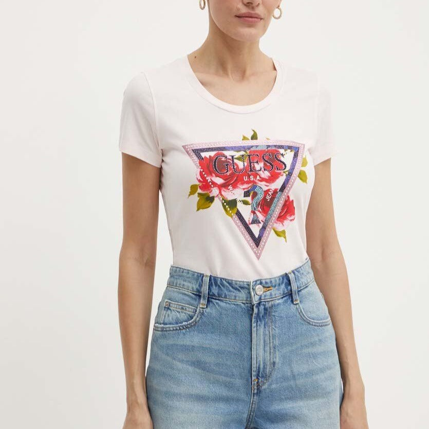 TSHIRT GUESS ROSES TRIANGLE