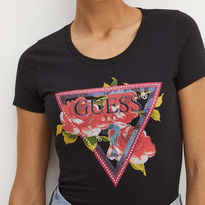 TSHIRT GUESS ROSES TRIANGLE