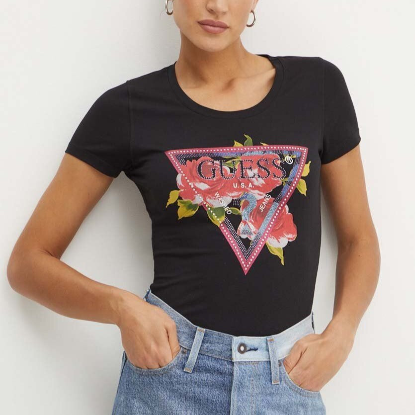 TSHIRT GUESS ROSES TRIANGLE
