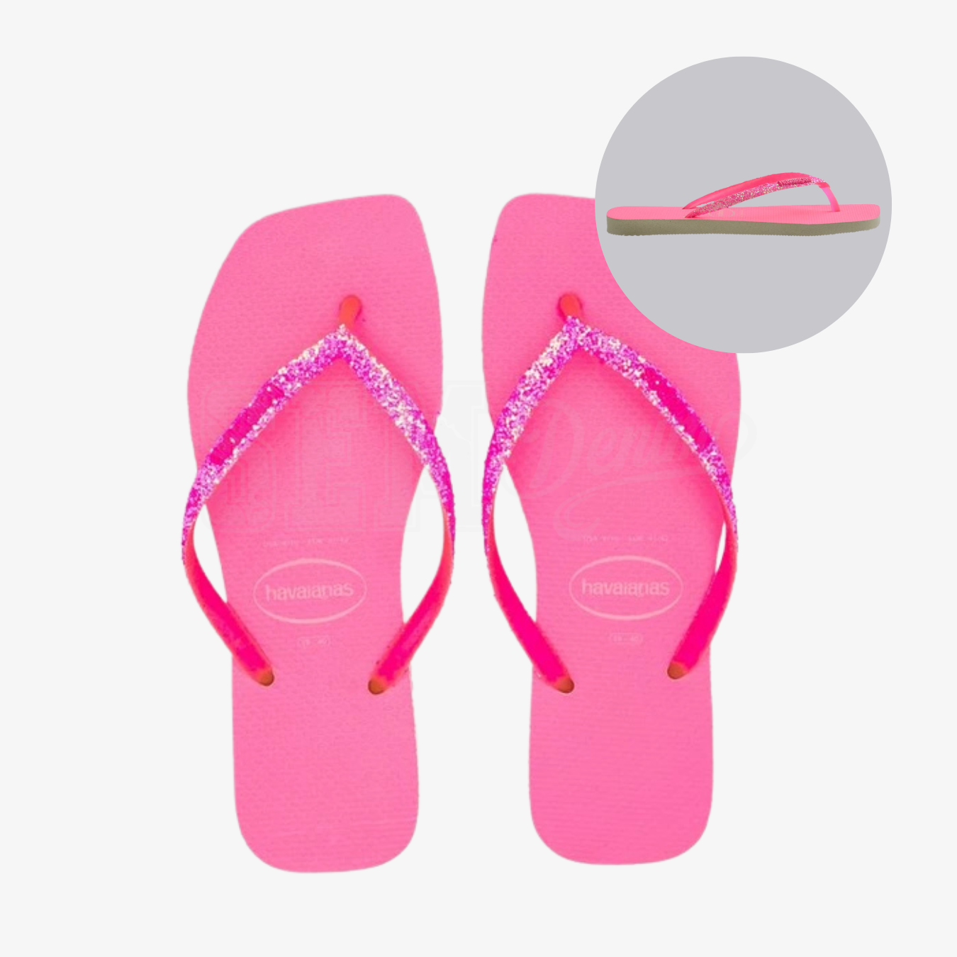 INFRADITO HAVAIANAS SQUARE GLITTER NEON BEIGE PINK