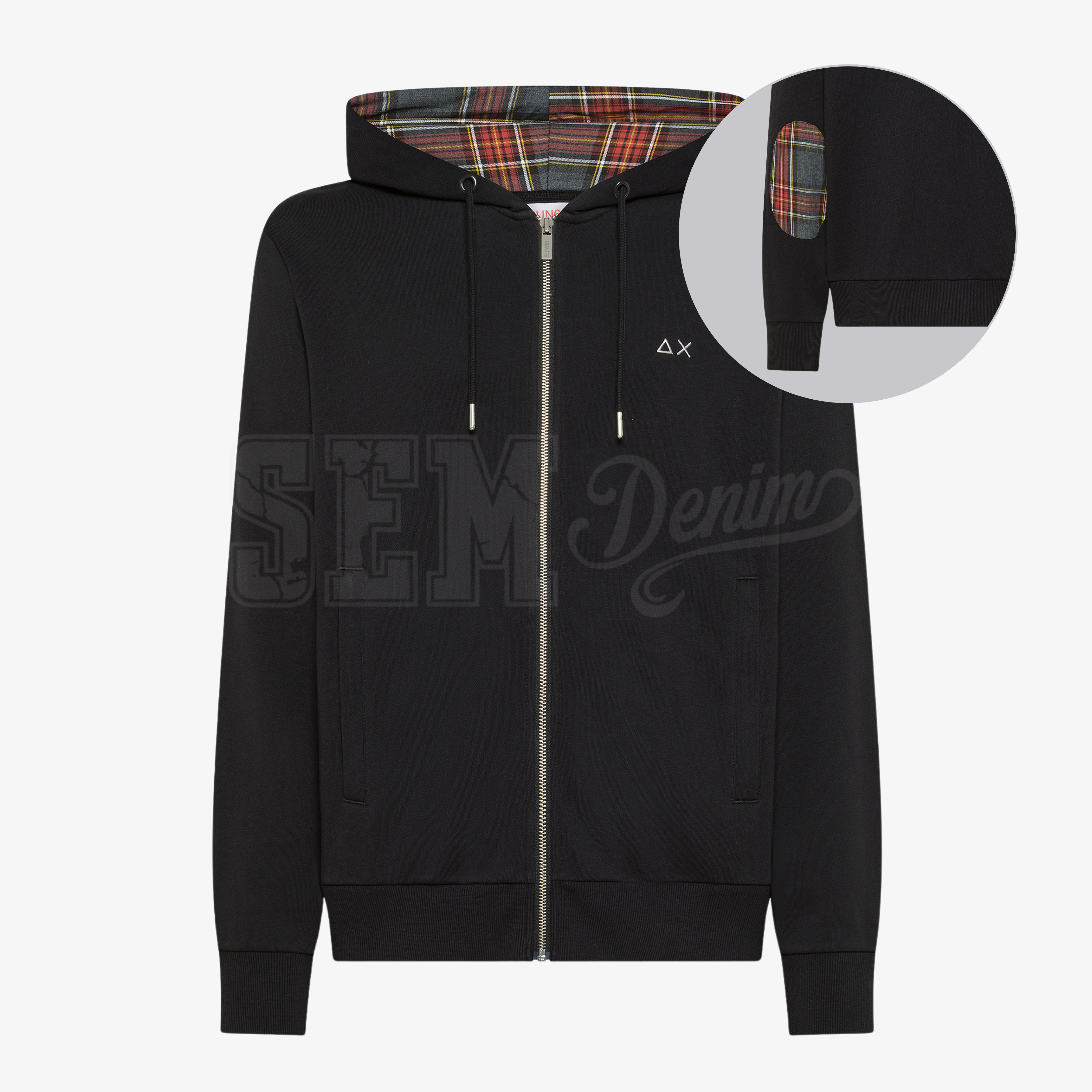 FELPA SUN68 ZIP CONTRAST FABRIC BASIC FLEECE