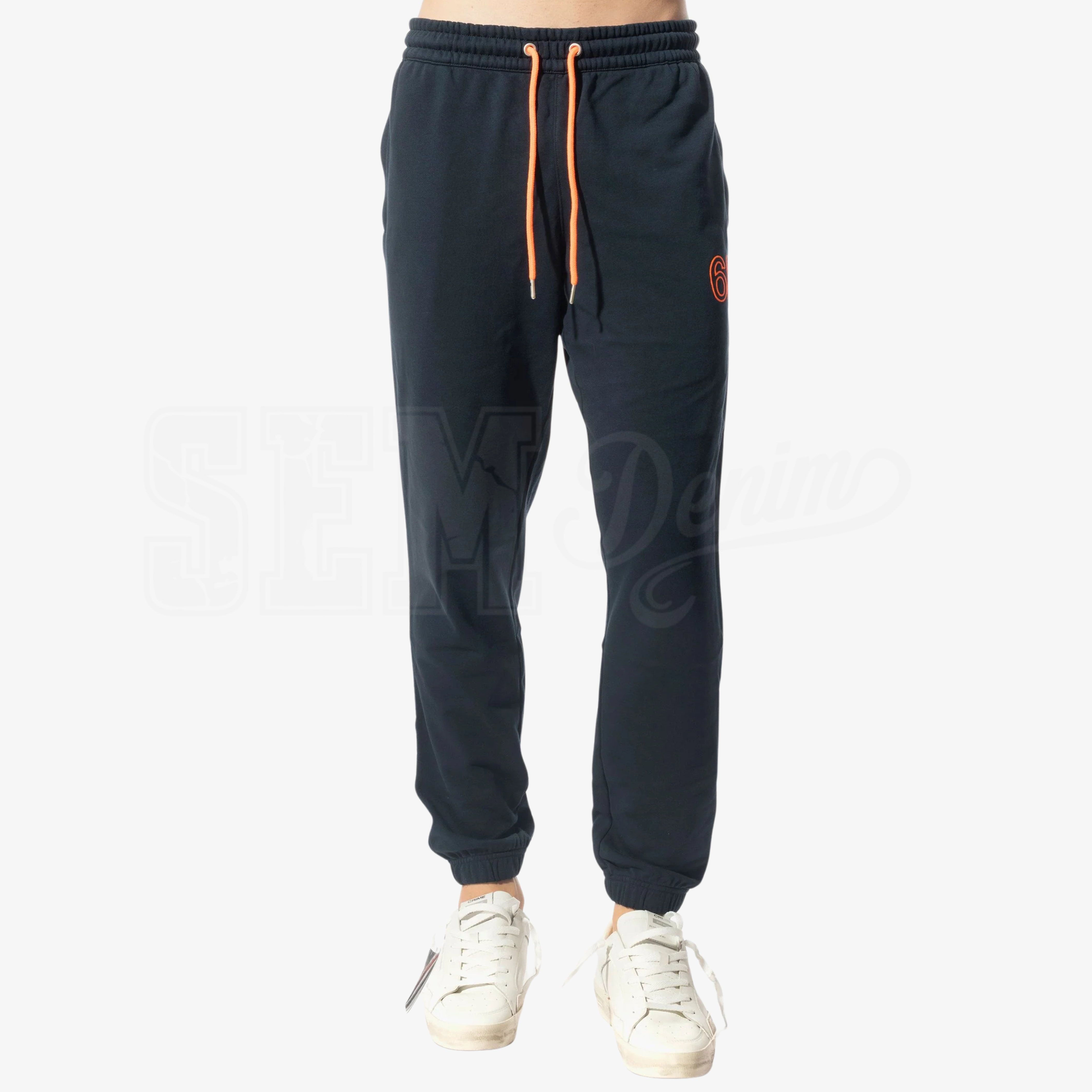 JOGGER SUN68 PANTALONE LOGO BIG FLUO IN FELPA FLEECE