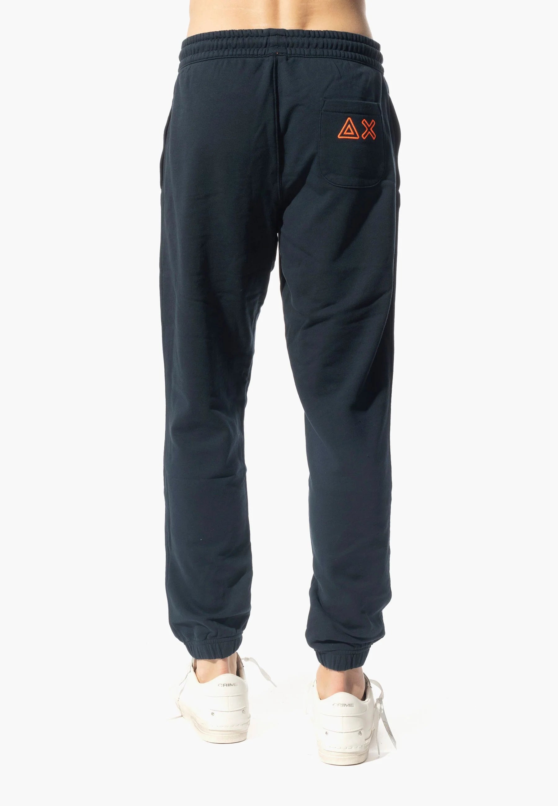 JOGGER SUN68 PANTALONE LOGO BIG FLUO IN FELPA FLEECE