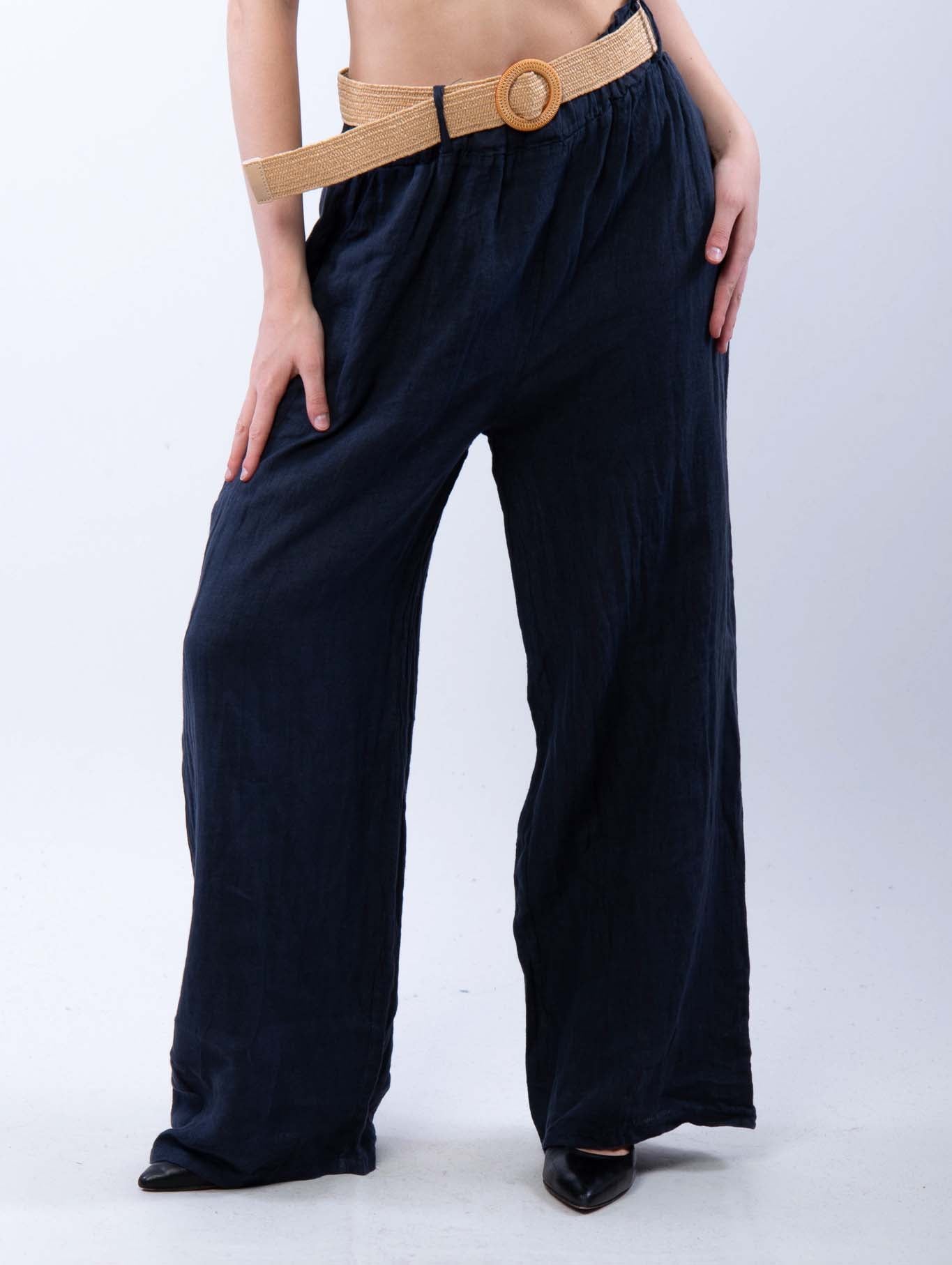 PANTALONE PALAZZO 100X100 LINO TINTA UNITA