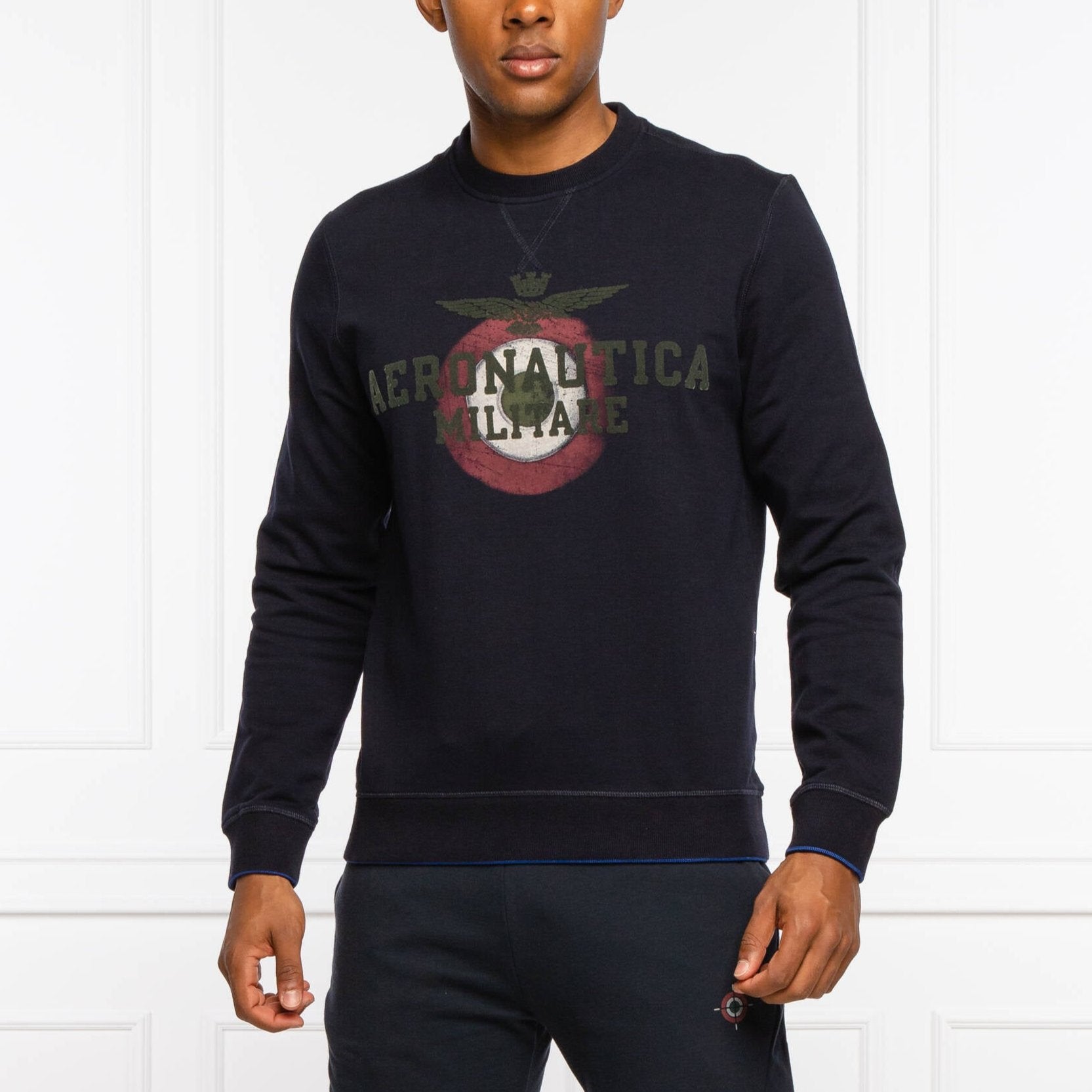 FELPA AERONAUTICA MILITARE GIROCOLLO CON LOGO FLOCK