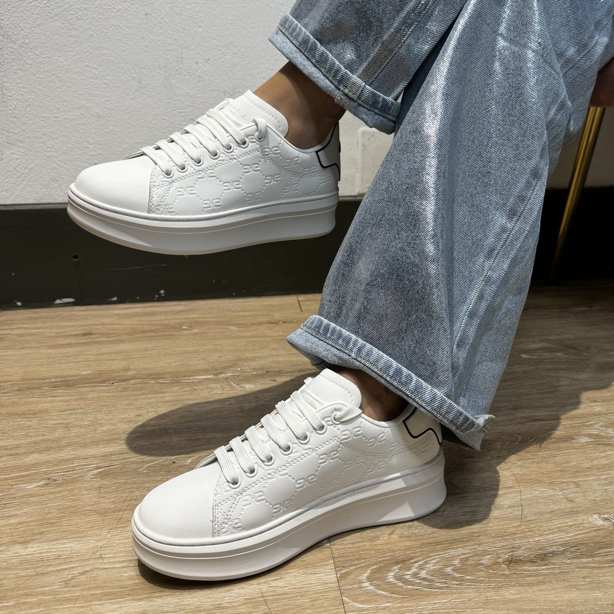 SCARPE GAELLE PARIS ADDICT IN ACTION LEATHER BIANCO