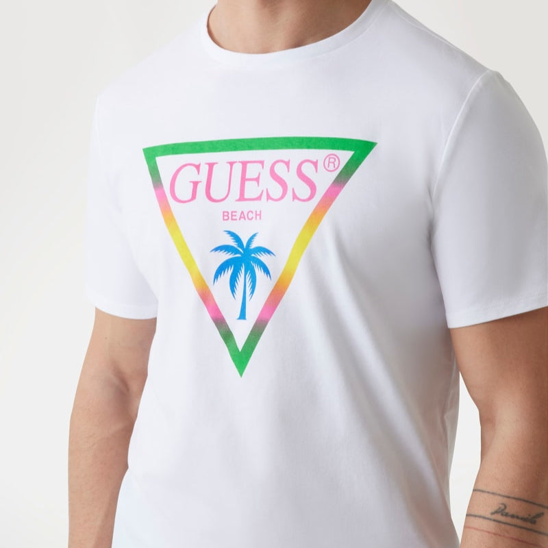 TSHIRT GUESS TRIANGLE PALM LOGO