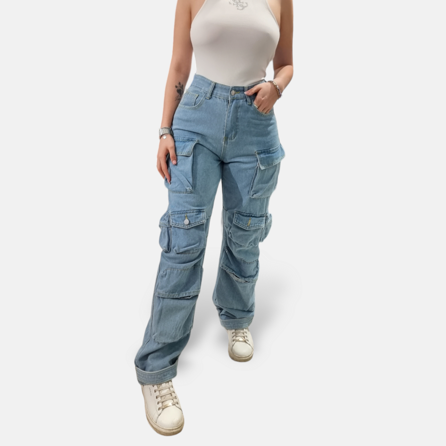 JEANS ALENA MULTITASCHE CARGO PALAZZO