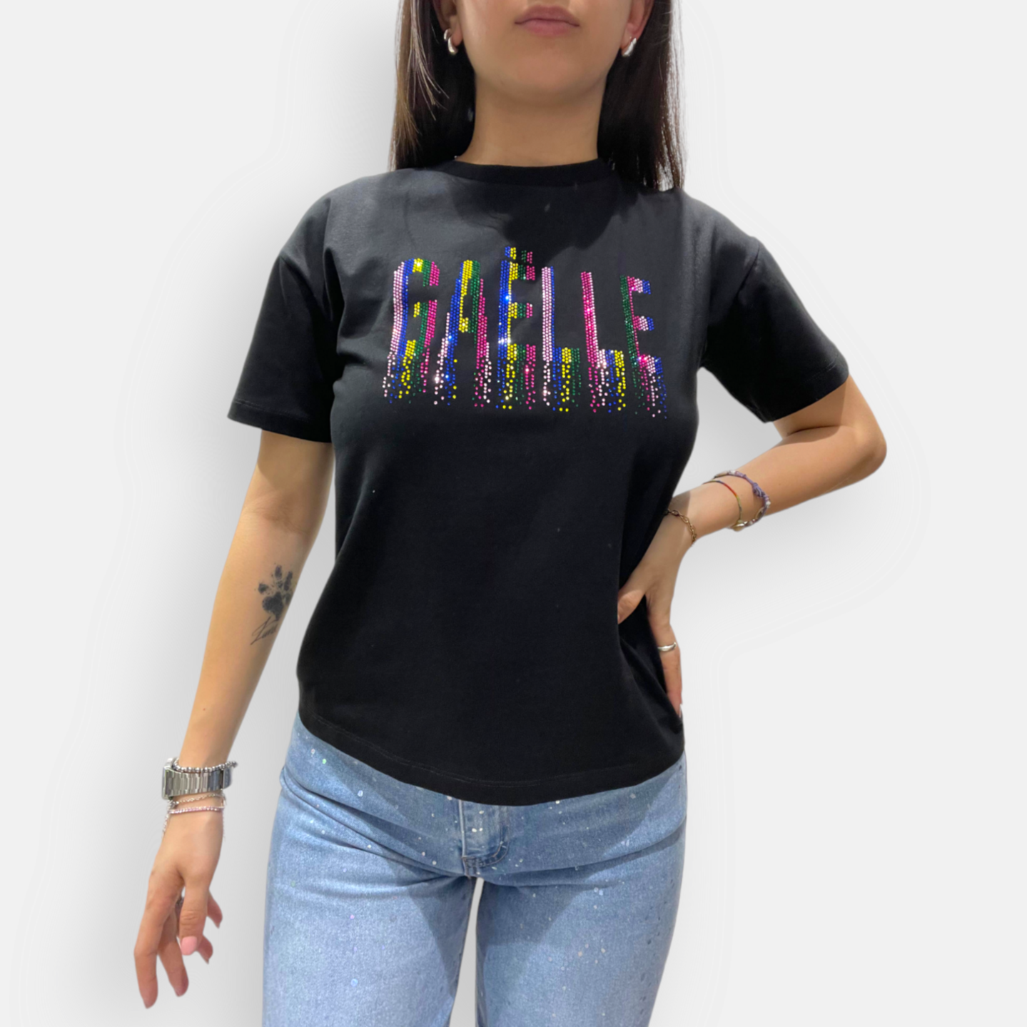 TSHIRT GAELLE PARIS CROP MC LOGO ALLUNGATO