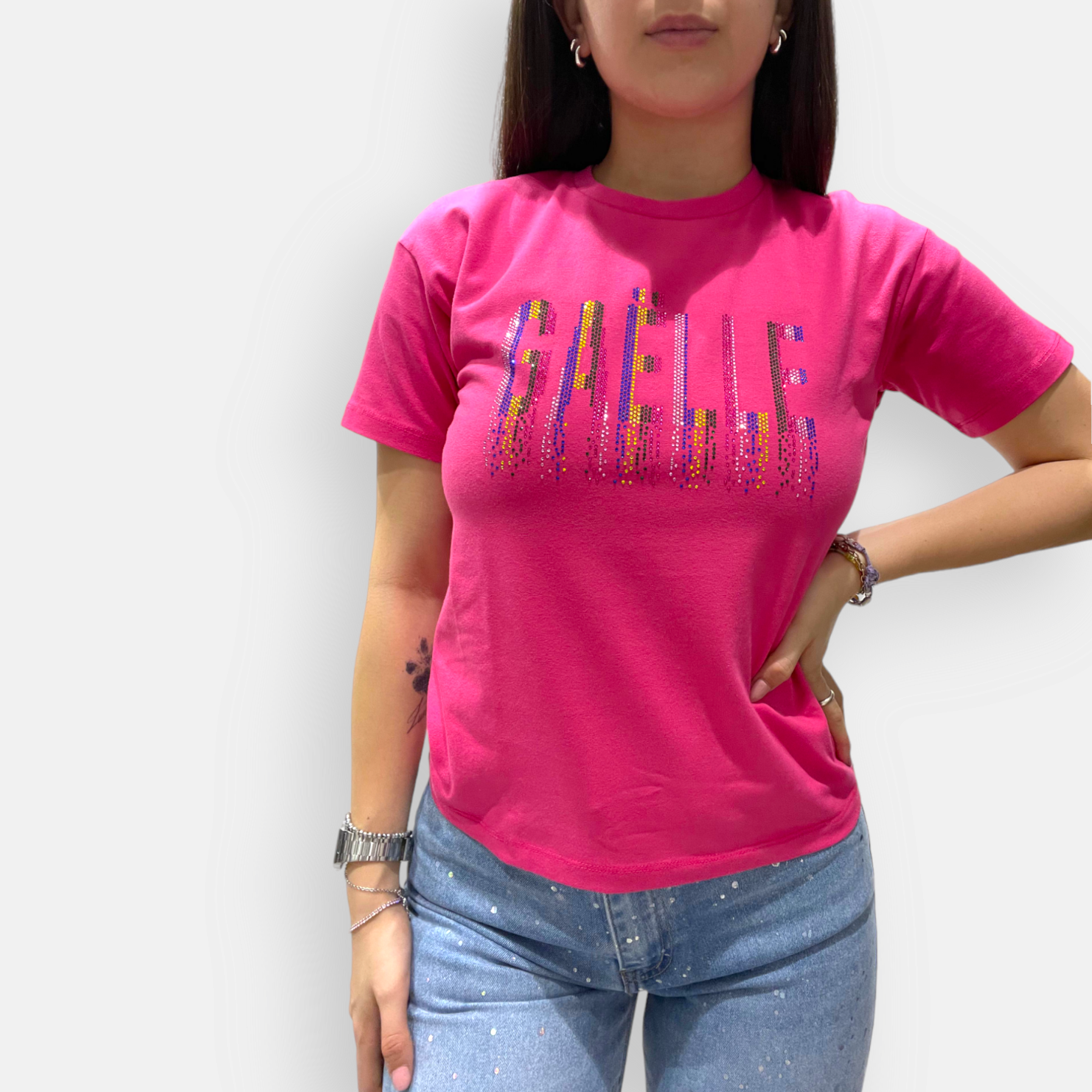 TSHIRT GAELLE PARIS CROP MC LOGO ALLUNGATO