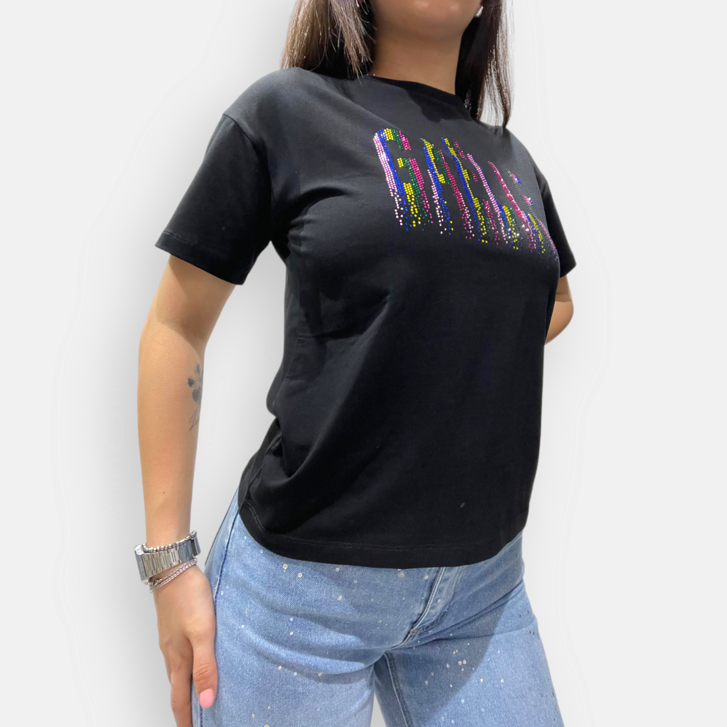 TSHIRT GAELLE PARIS CROP MC LOGO ALLUNGATO