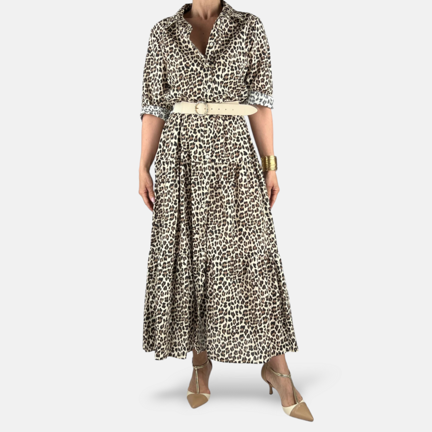 ABITO SEM IDIONA LUNGO COLLO CAMICIA MAN 3/4 COTONE