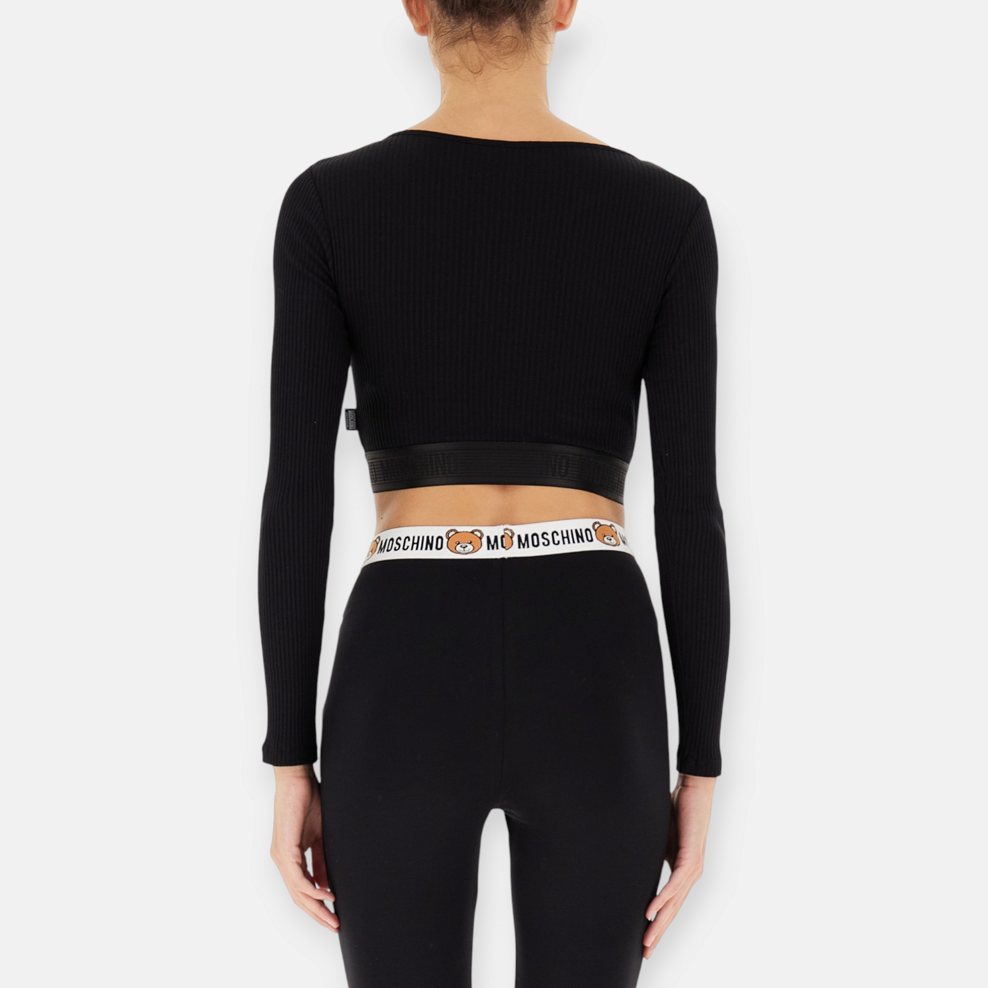 TSHIRT MOSCHINO CROP ML RIB BANDA