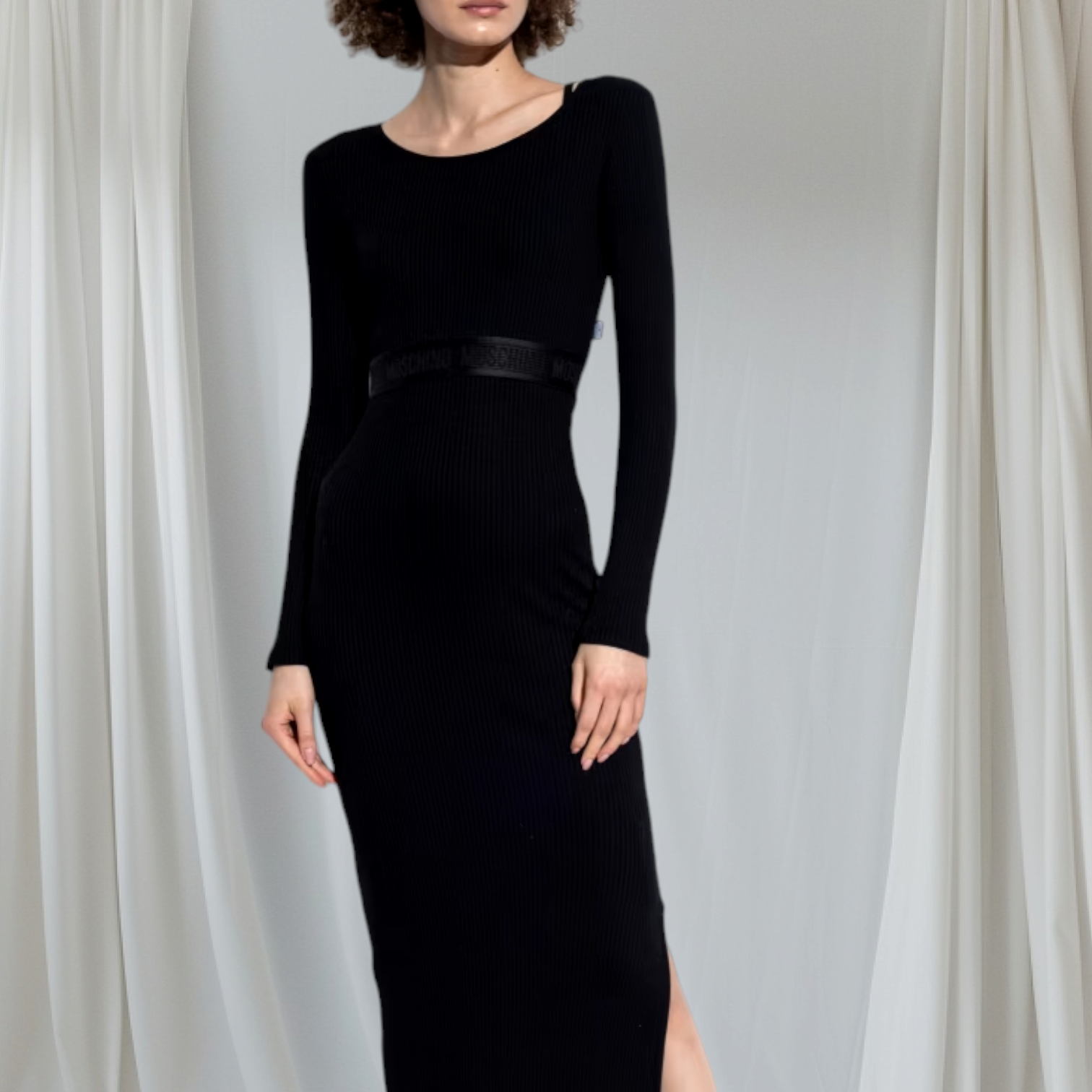 TSHIRT MOSCHINO CROP ML RIB BANDA