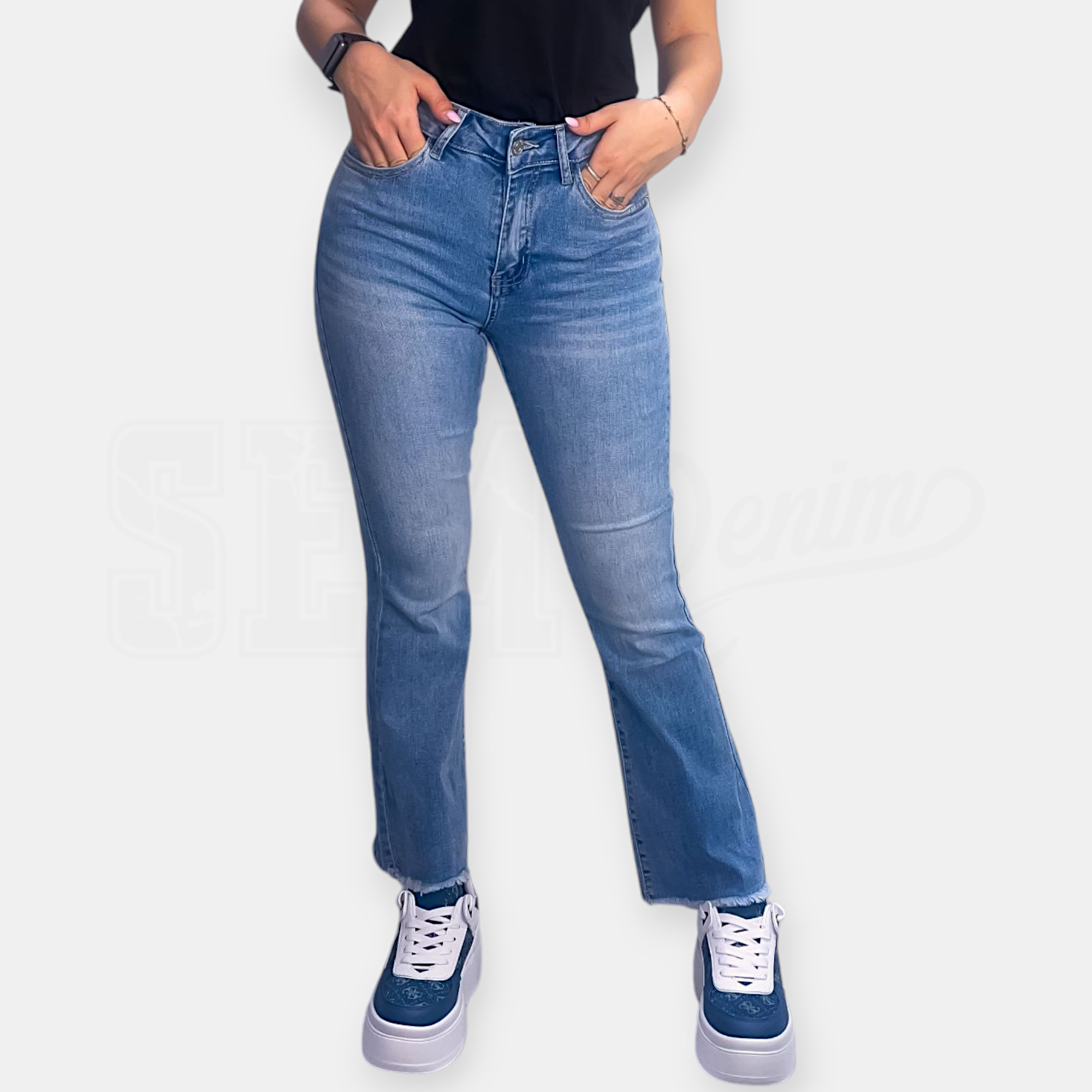 JEANS SEM ANGELINA SHAPE-UP LOVE TAG FONDO TAGLIATO FLARE