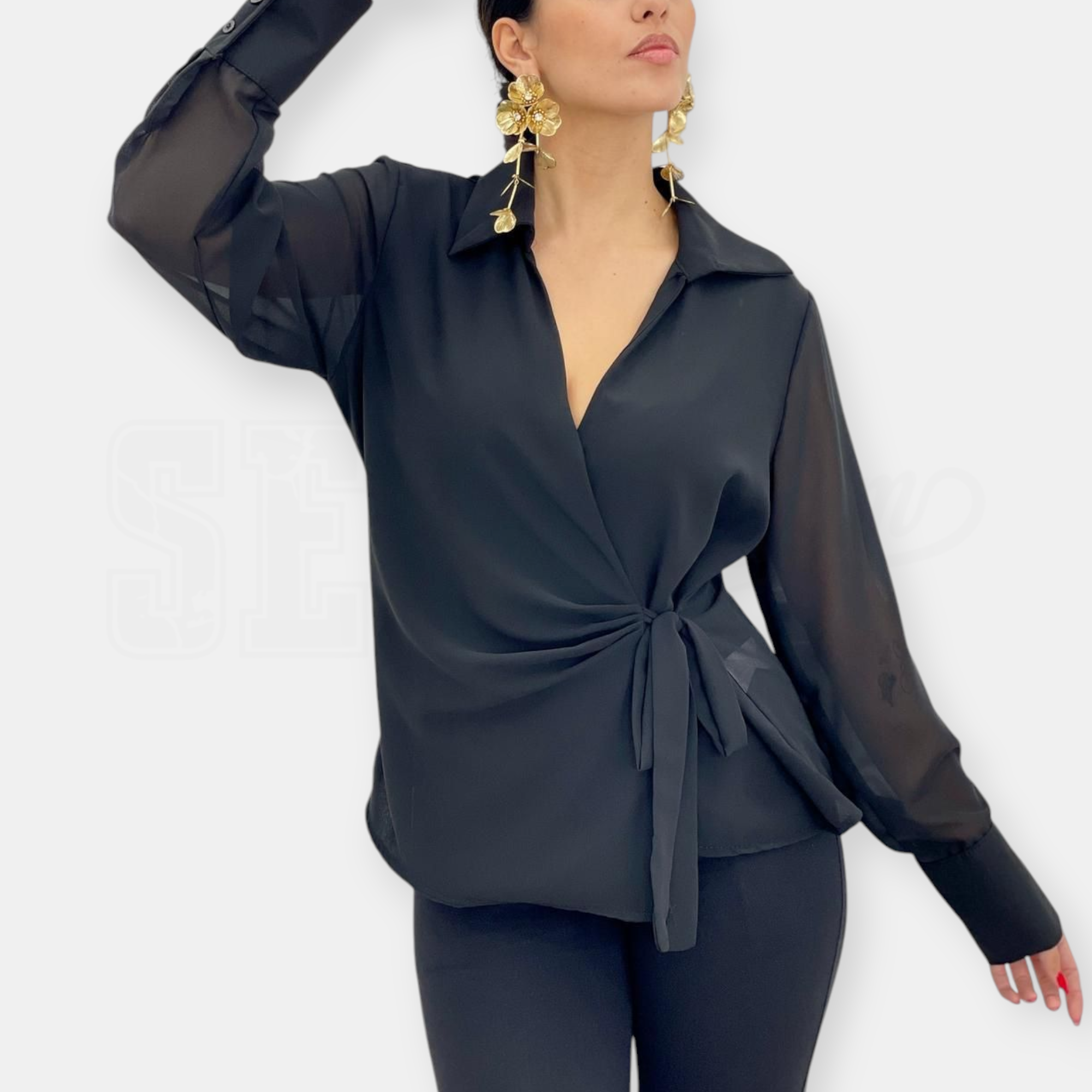 BLUSA SEM ANITA SCOLLO V CHIUSURA NODO LATERALE SEMITRASP