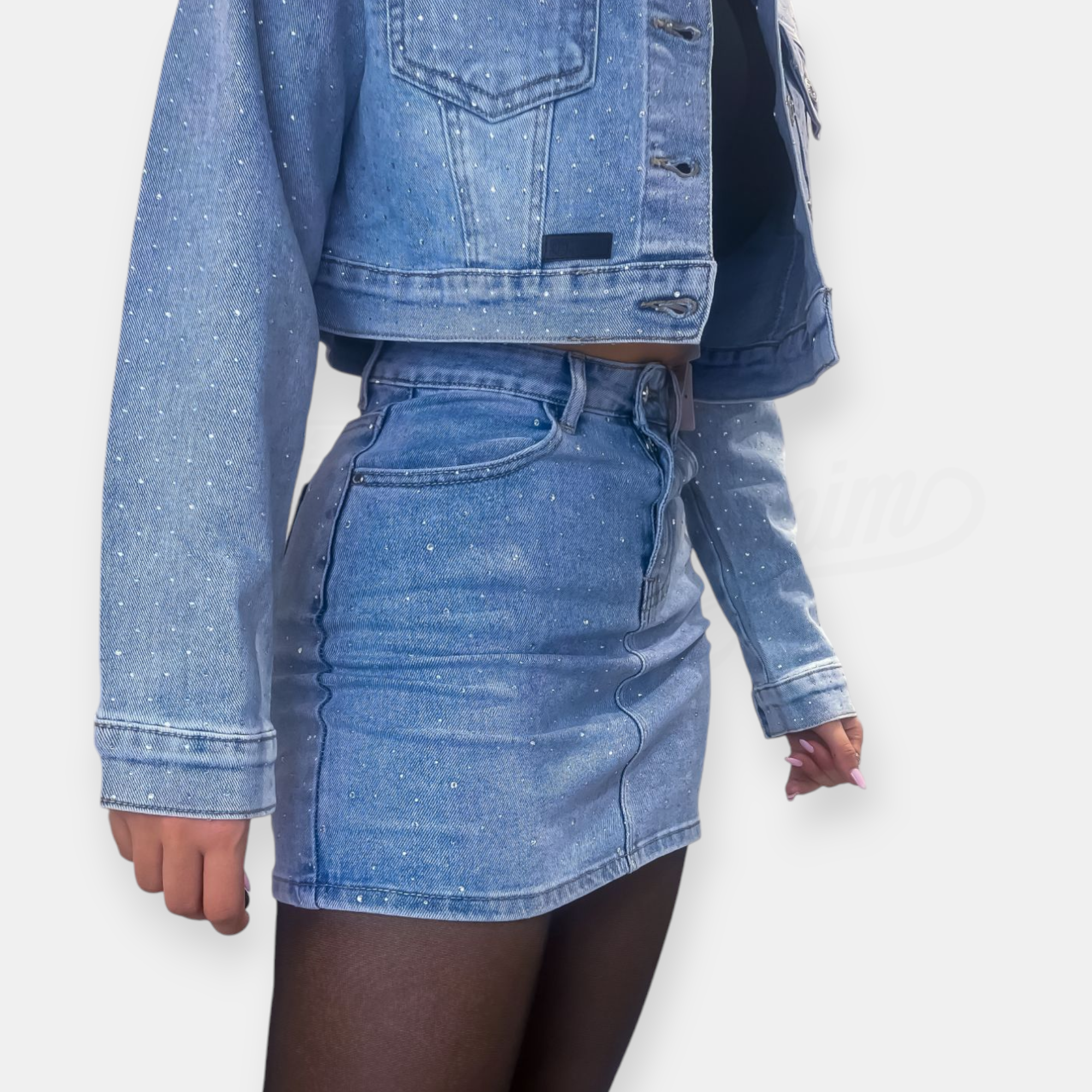 GIACCA OVER CROP SEM RUBY IN DENIM FULL STRASS